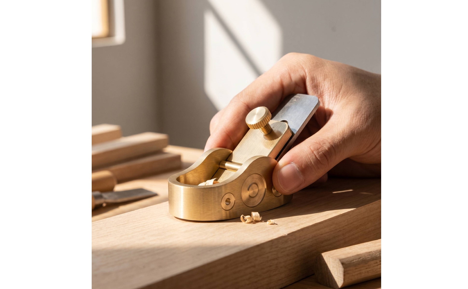 Thumb Plane Brass Small Hand Plane Compact for Woodworking, Luthiers, Hobbyists