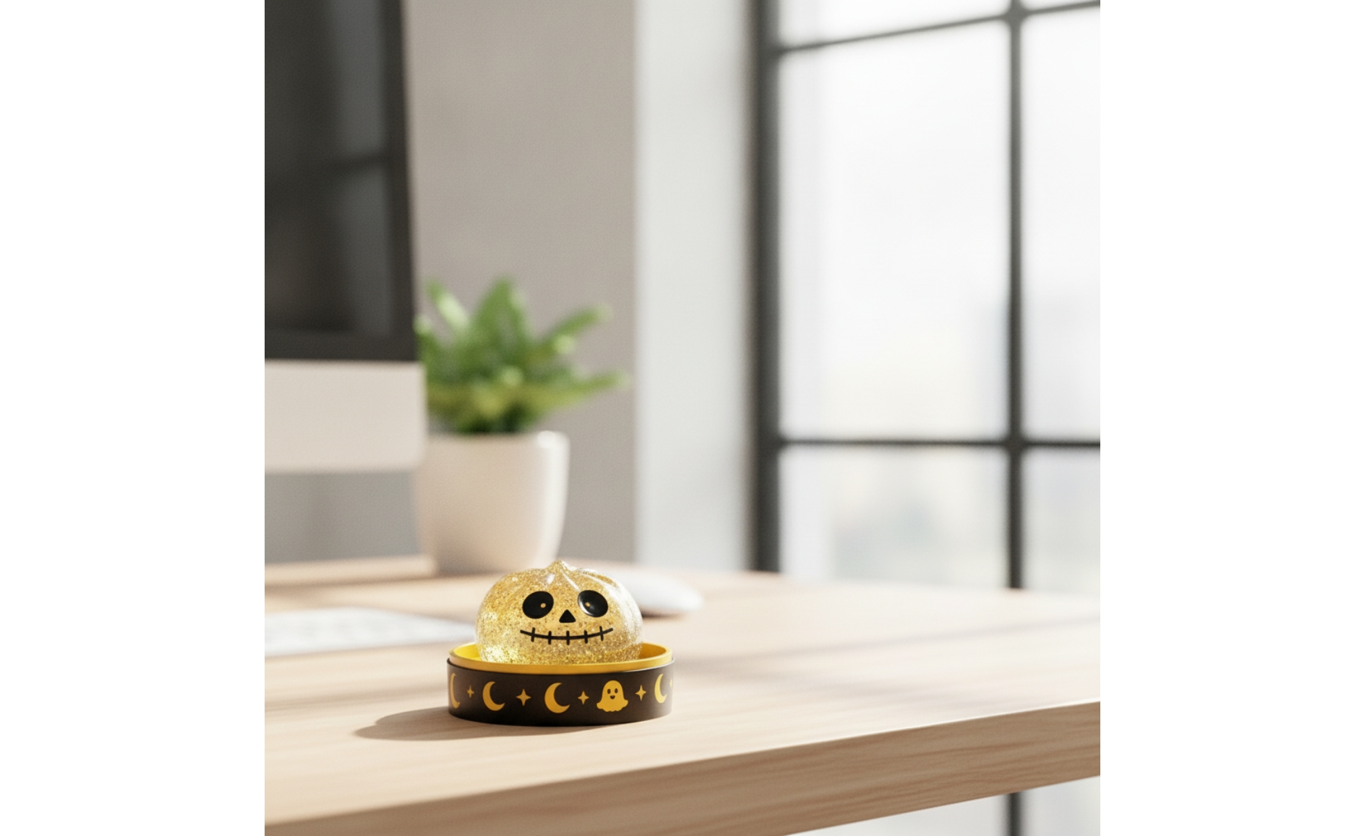5 Pieces Ghost Dumpling Squishy Spooky-Cute with Tray Halloween