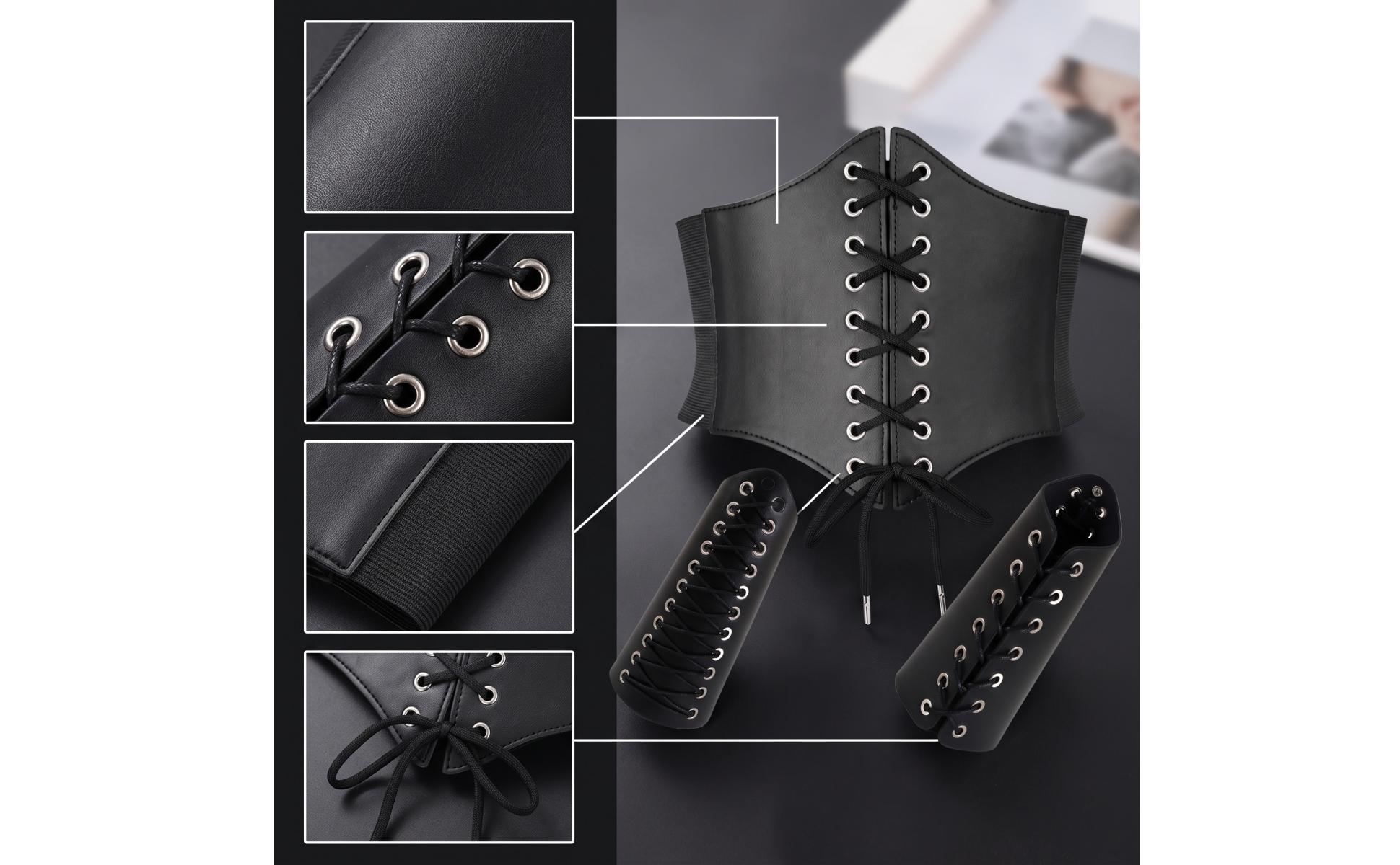 Serre-Taille avec Protège-Poignets Steampunk Corset Serre-Taille Élastique