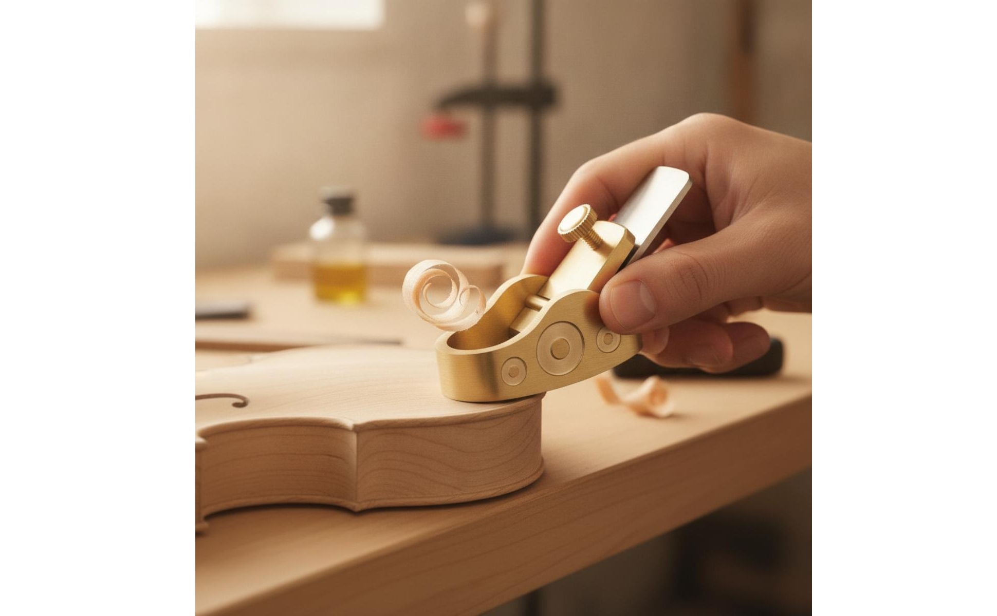 Thumb Plane Brass Small Hand Plane Compact for Woodworking, Luthiers, Hobbyists