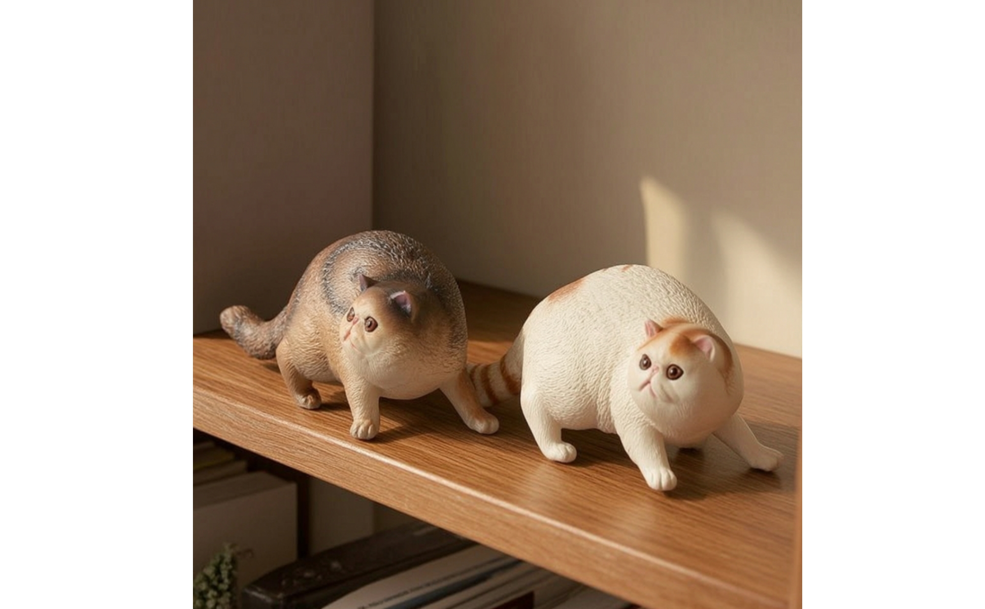 2 Pieces Cat Figurines Detailed Miniature Cat Figurines Hand-Painted