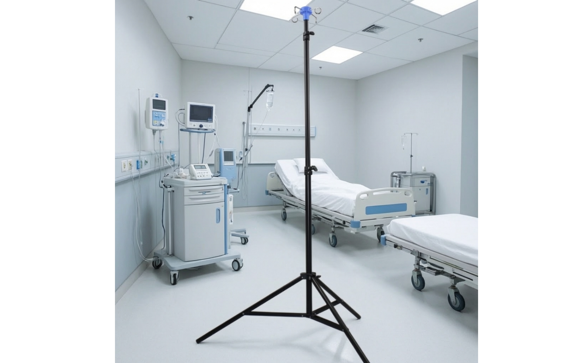 IV Pole with Tripod Base Height Adjustable Infusion Stand with Four Hooks