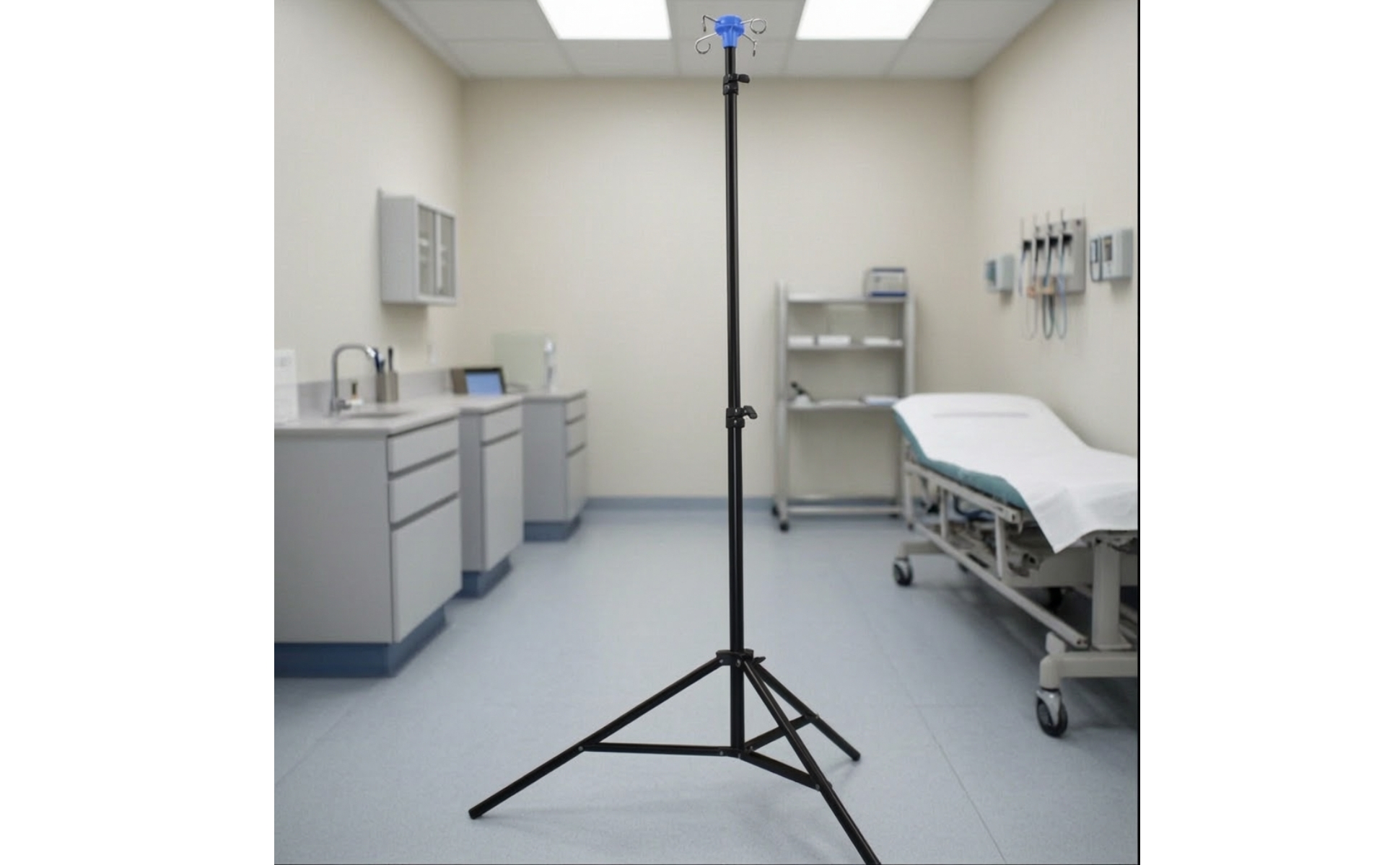 IV Pole with Tripod Base Height Adjustable Infusion Stand with Four Hooks