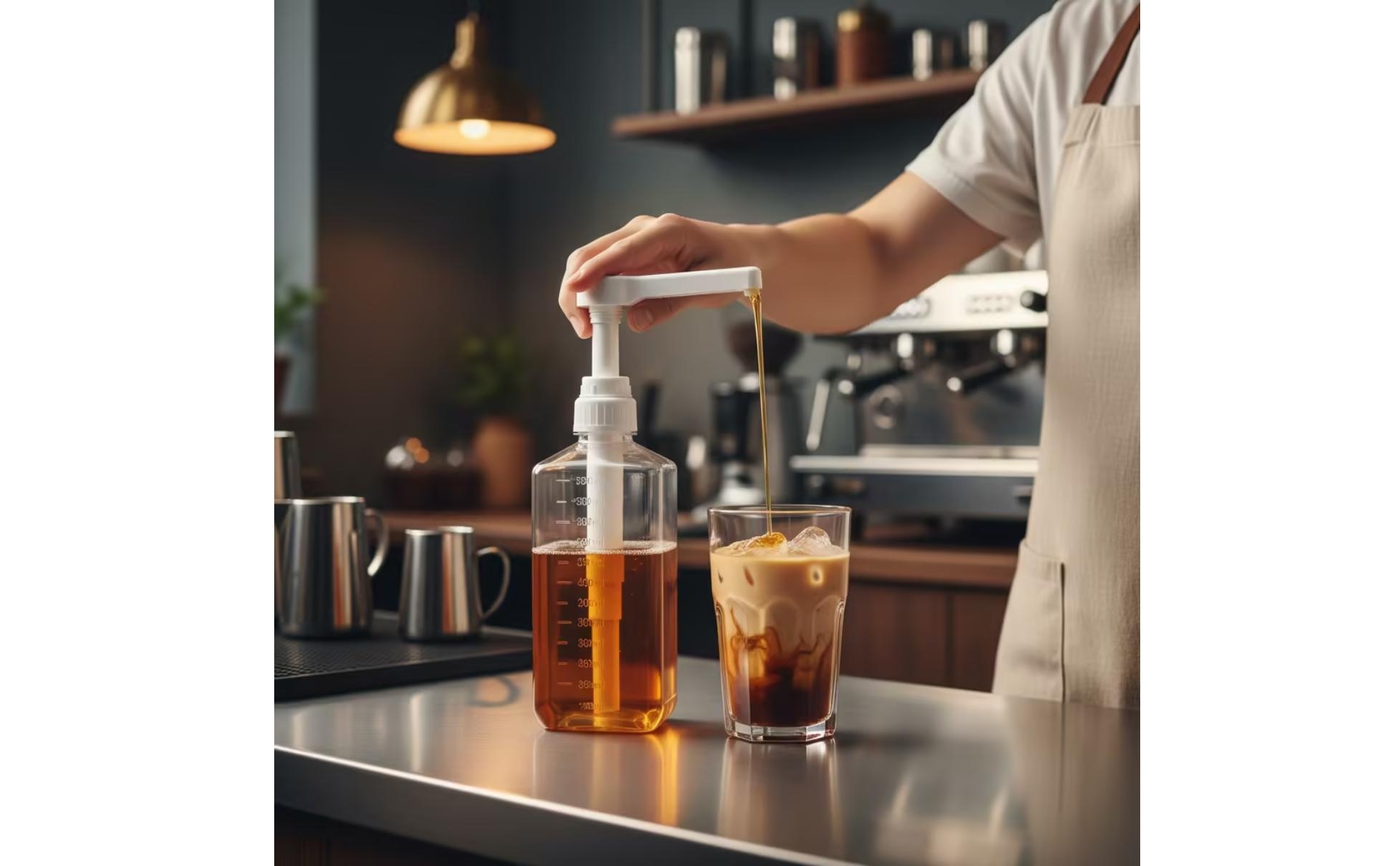 Contenitore con Pompa Trasparente Set di Pompe Dosatrici Graduato per Gelateria