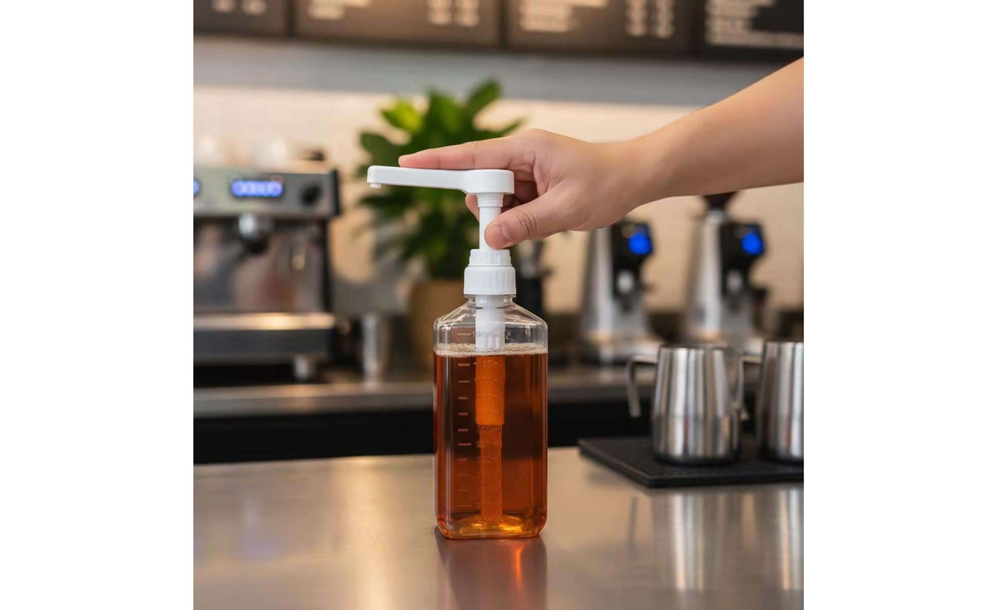 Contenitore con Pompa Trasparente Set di Pompe Dosatrici Graduato per Gelateria