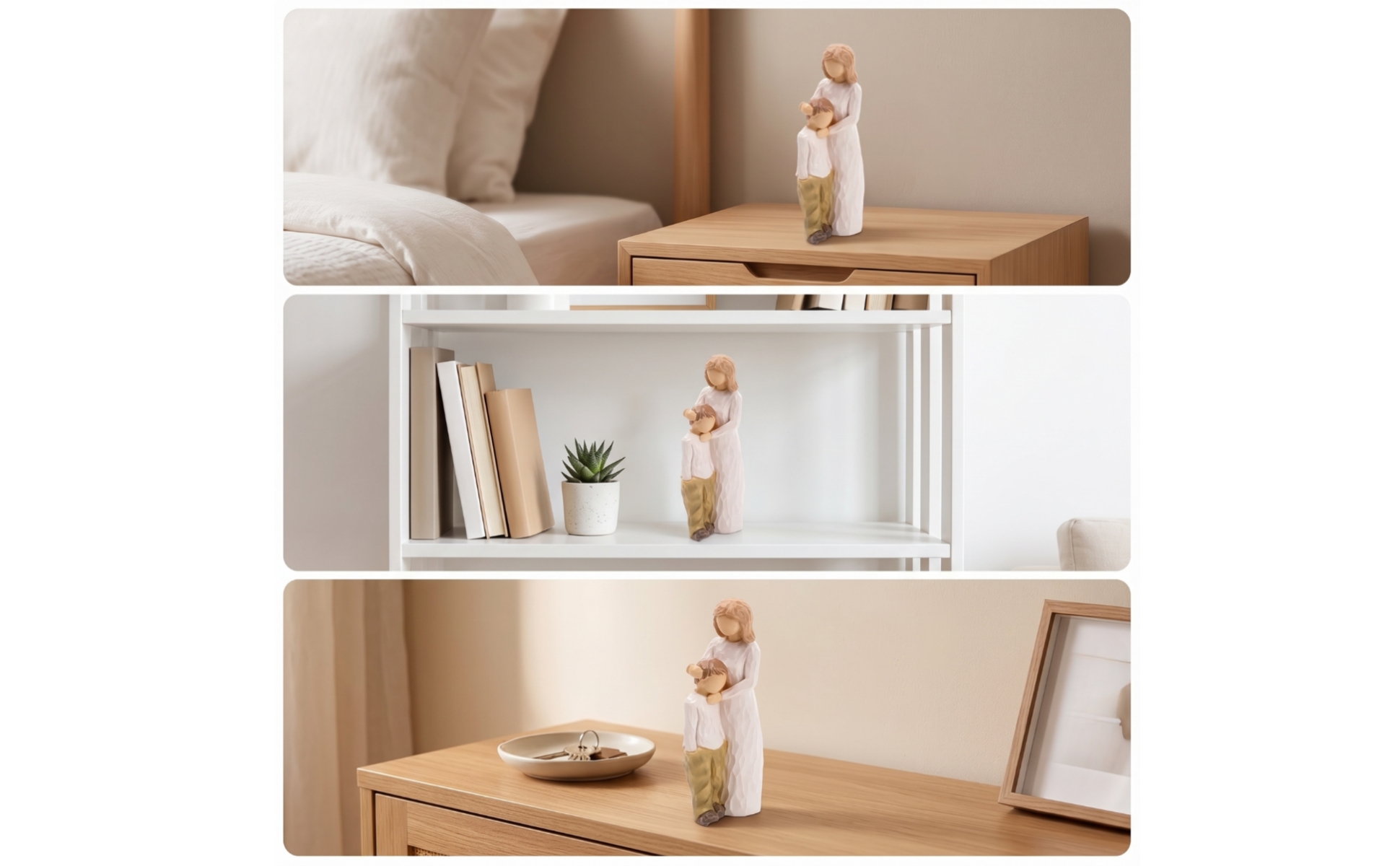 Mutter-Kind-Figur aus Harz Dekofigur mit Holzoptik dekorativ für Mütter, Sammler