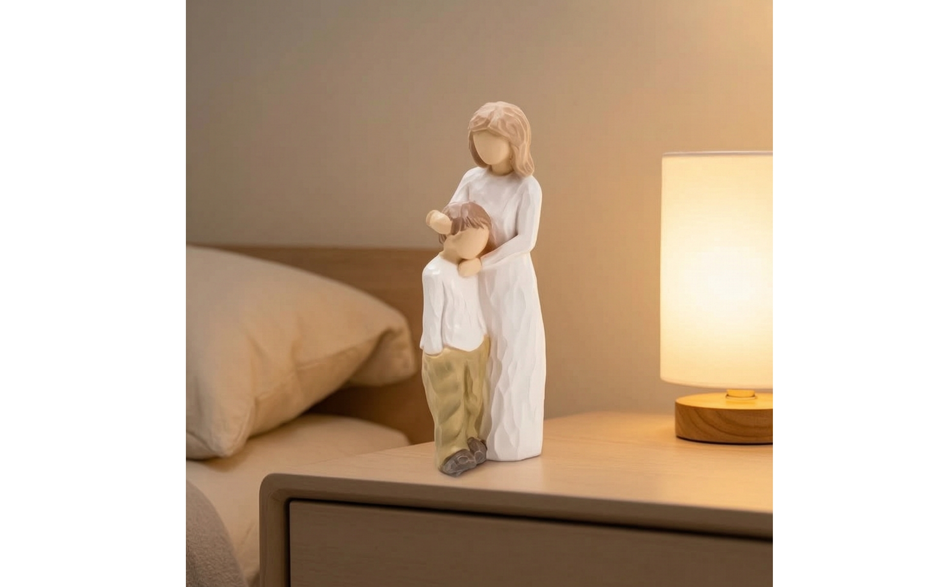 Mutter-Kind-Figur aus Harz Dekofigur mit Holzoptik dekorativ für Mütter, Sammler