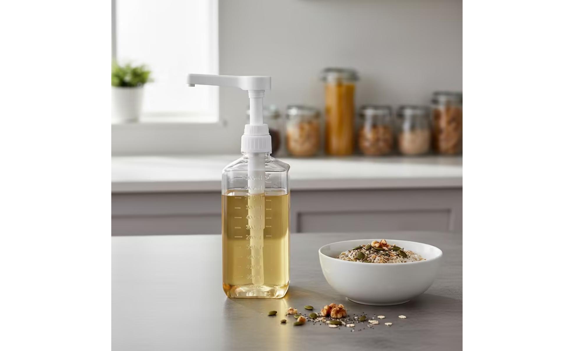Contenitore con Pompa Trasparente Set di Pompe Dosatrici Graduato per Gelateria