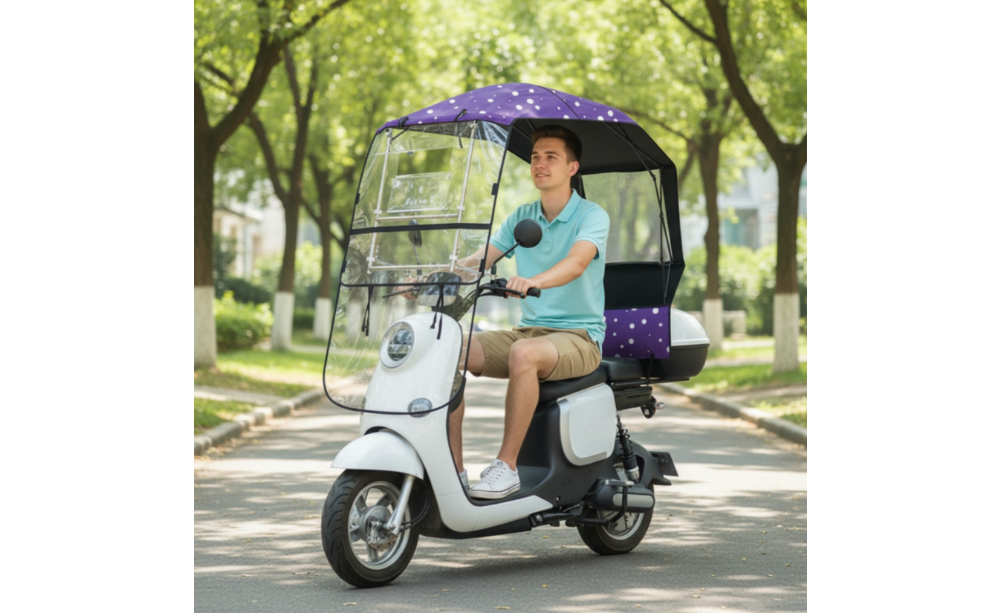 Scooter Rain Canopy with Windshield Waterproof for Daily Commuting, City Travel