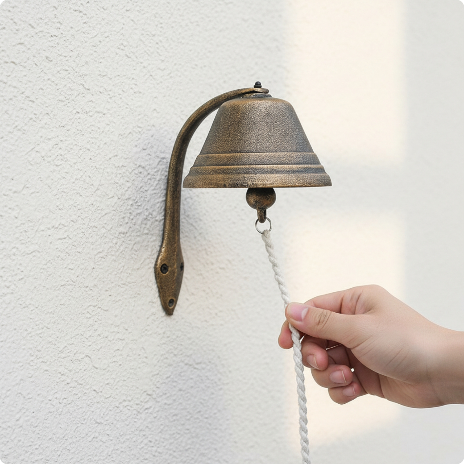 Gusseisenglocke mit antikem Seil Wandglocke mit Seil