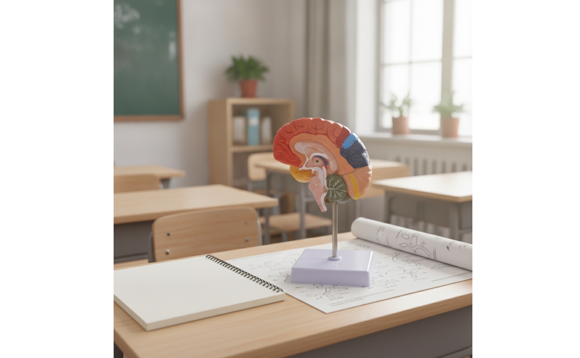 Cerebral Hemisphere Model Anatomical Half Brain Model Color-Coded for Laboratory