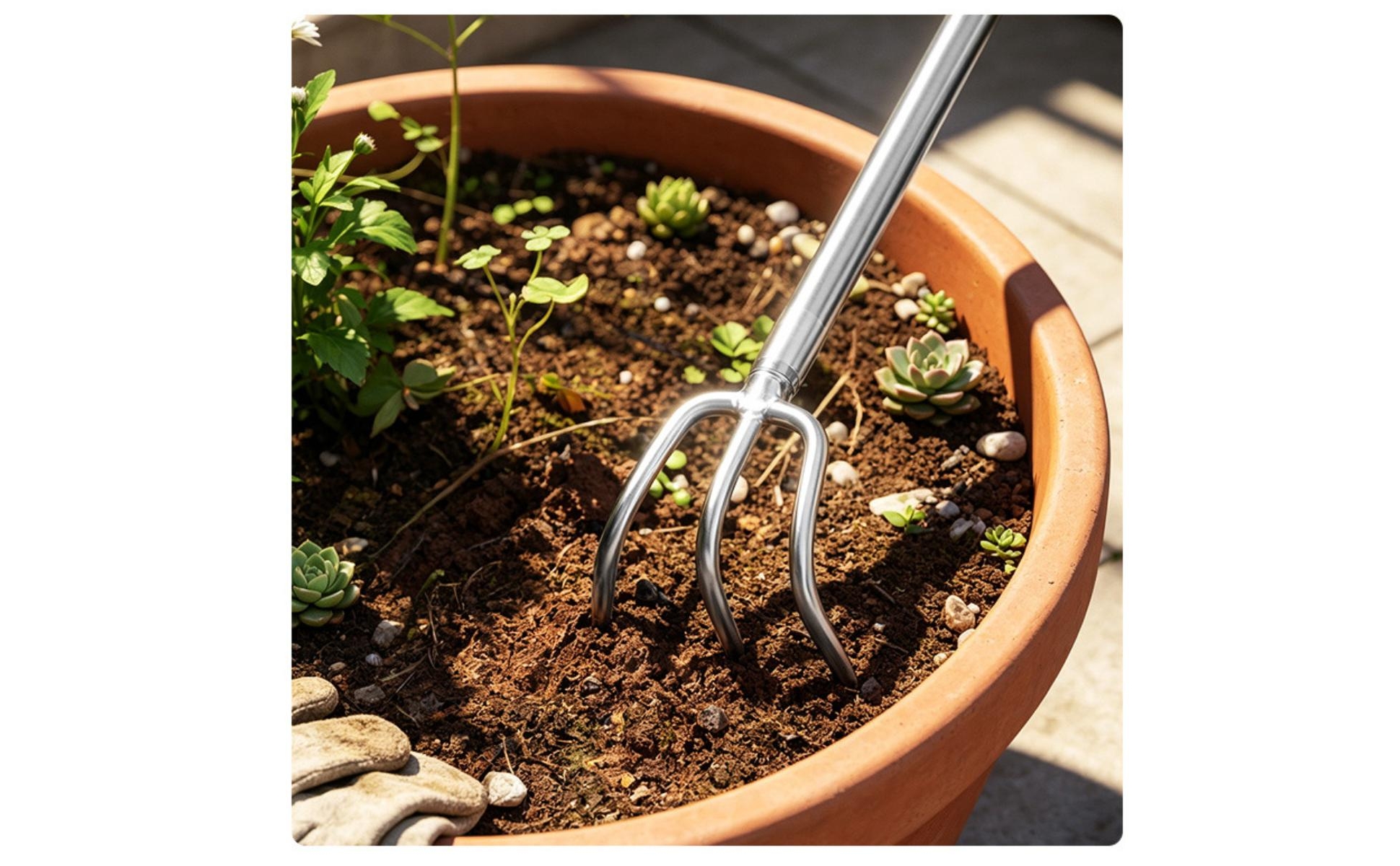 Telescopic Garden Rake Stainless Steel Telescoping Hand Rake Extendable