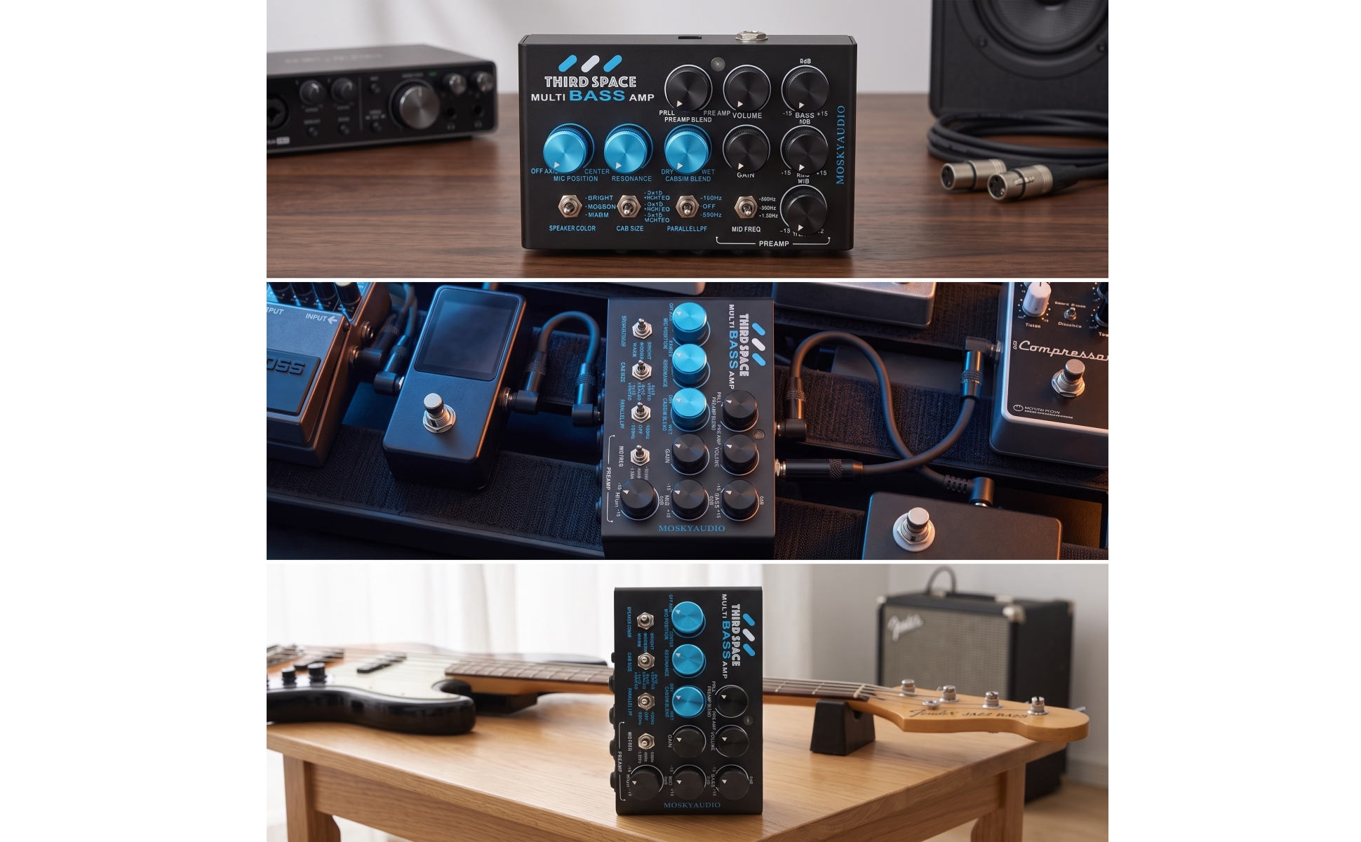 Bass Amp Sim Pedal Compact Bass Amplifier Simulator Pedalboard-Friendly