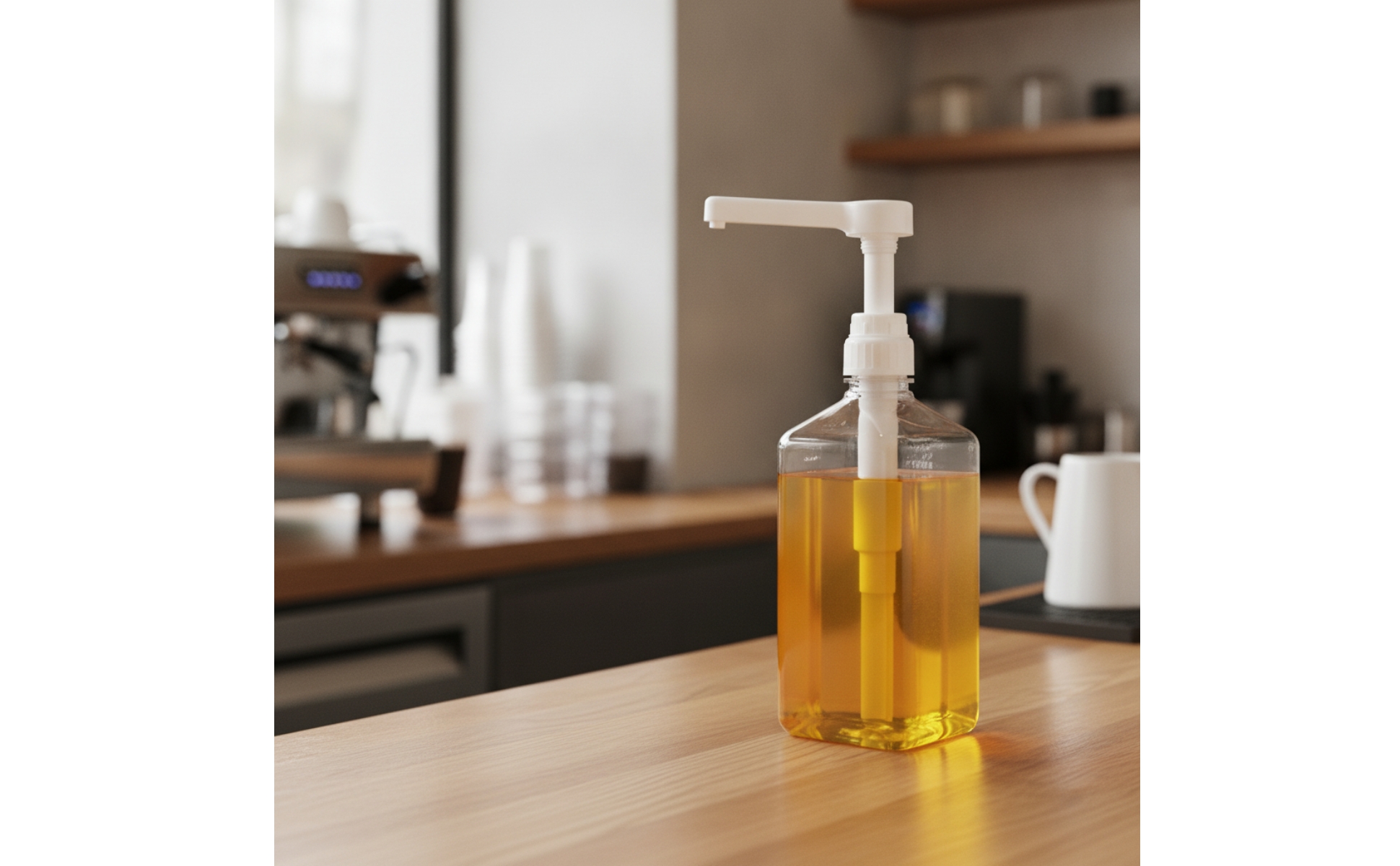 Syrup Bottle with Pump Clear Plastic Bottle with Pump Graduated for Home Kitchen
