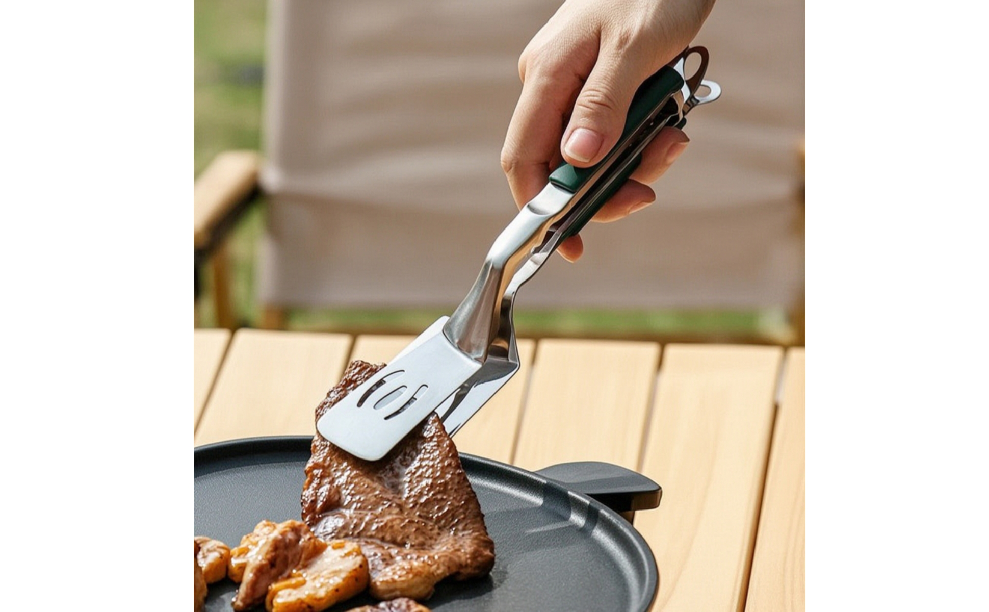 Bratenzange mit Schiebeverschluss Rostfrei Kochzange aus Edelstahl für Barbecue
