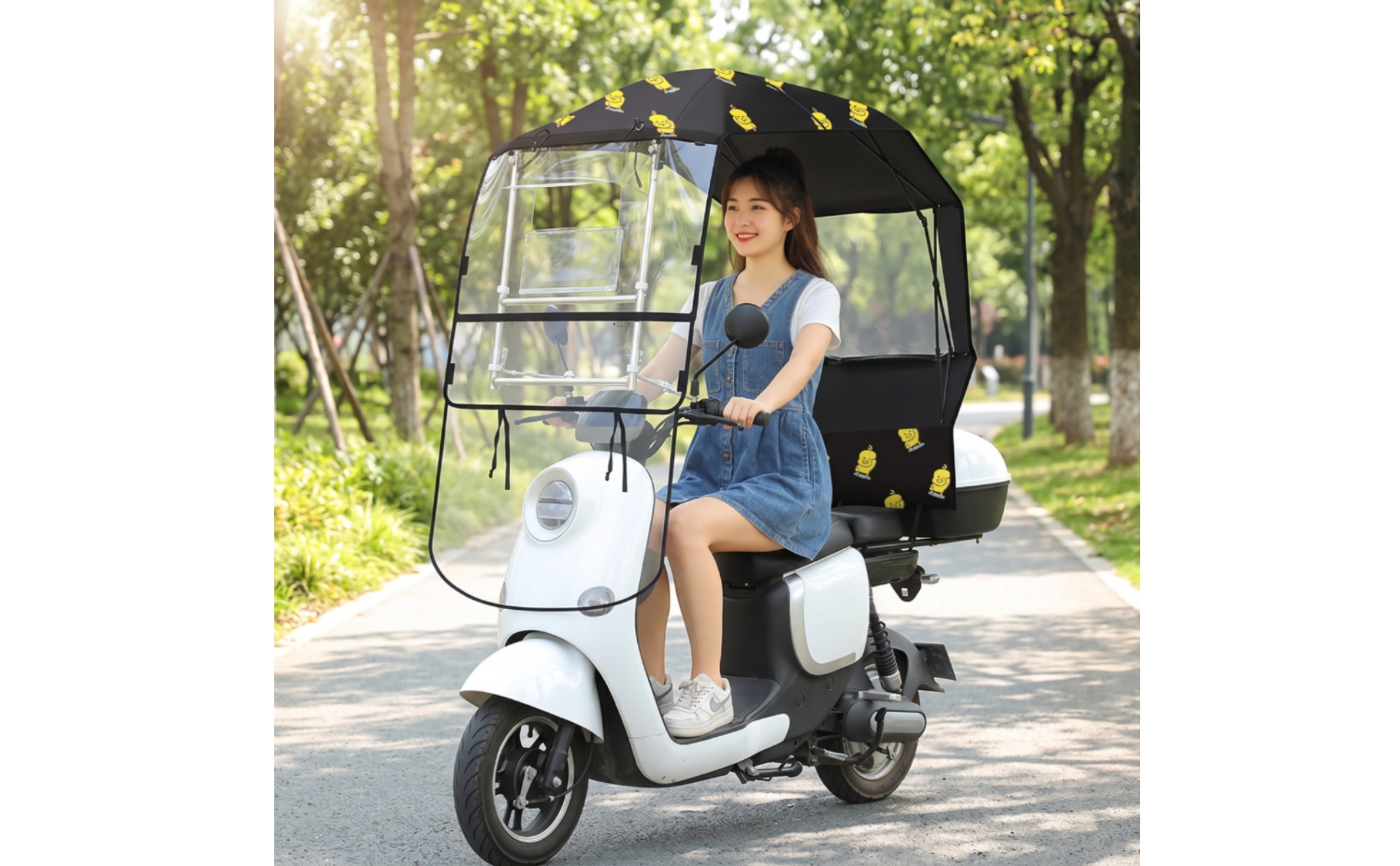 Scooter Rain Canopy with Windshield Waterproof for Daily Commuting, City Travel