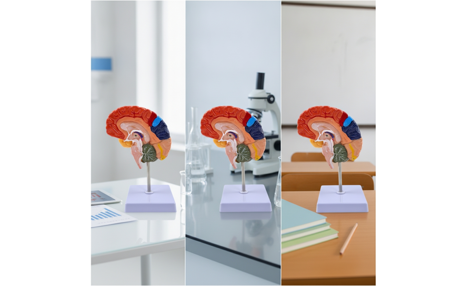 Cerebral Hemisphere Model Anatomical Half Brain Model Color-Coded for Laboratory