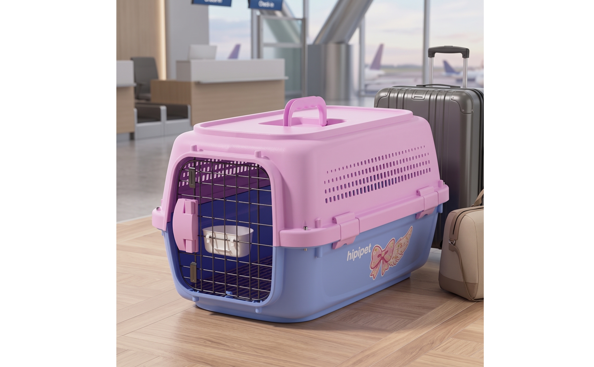 Haustiertransportbox mit Metallgitter tragbar Katzen-transportbox mit Tragegriff