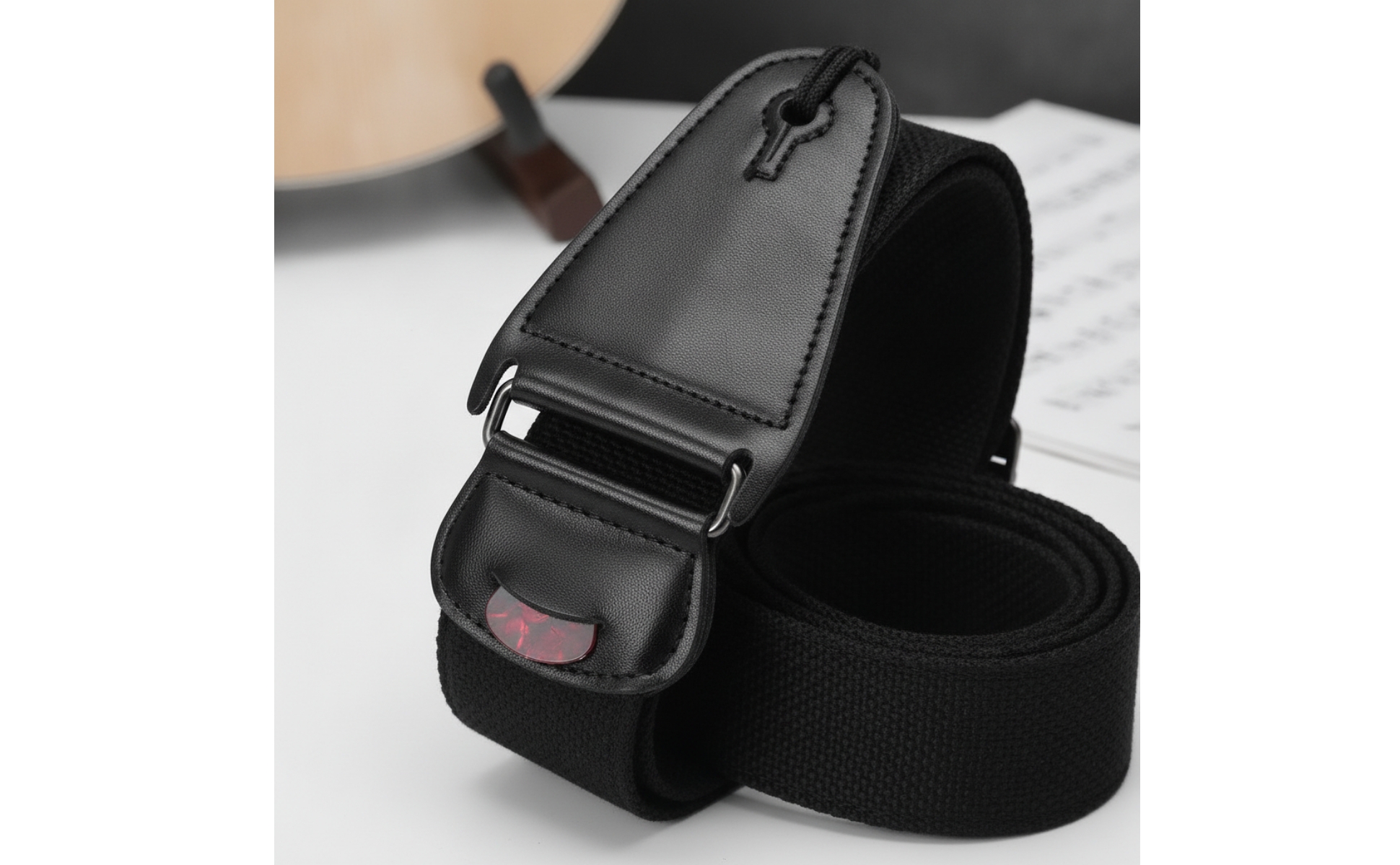 Guitar Strap with Pick Holder Woven Adjustable Guitar Strap Long-Lasting