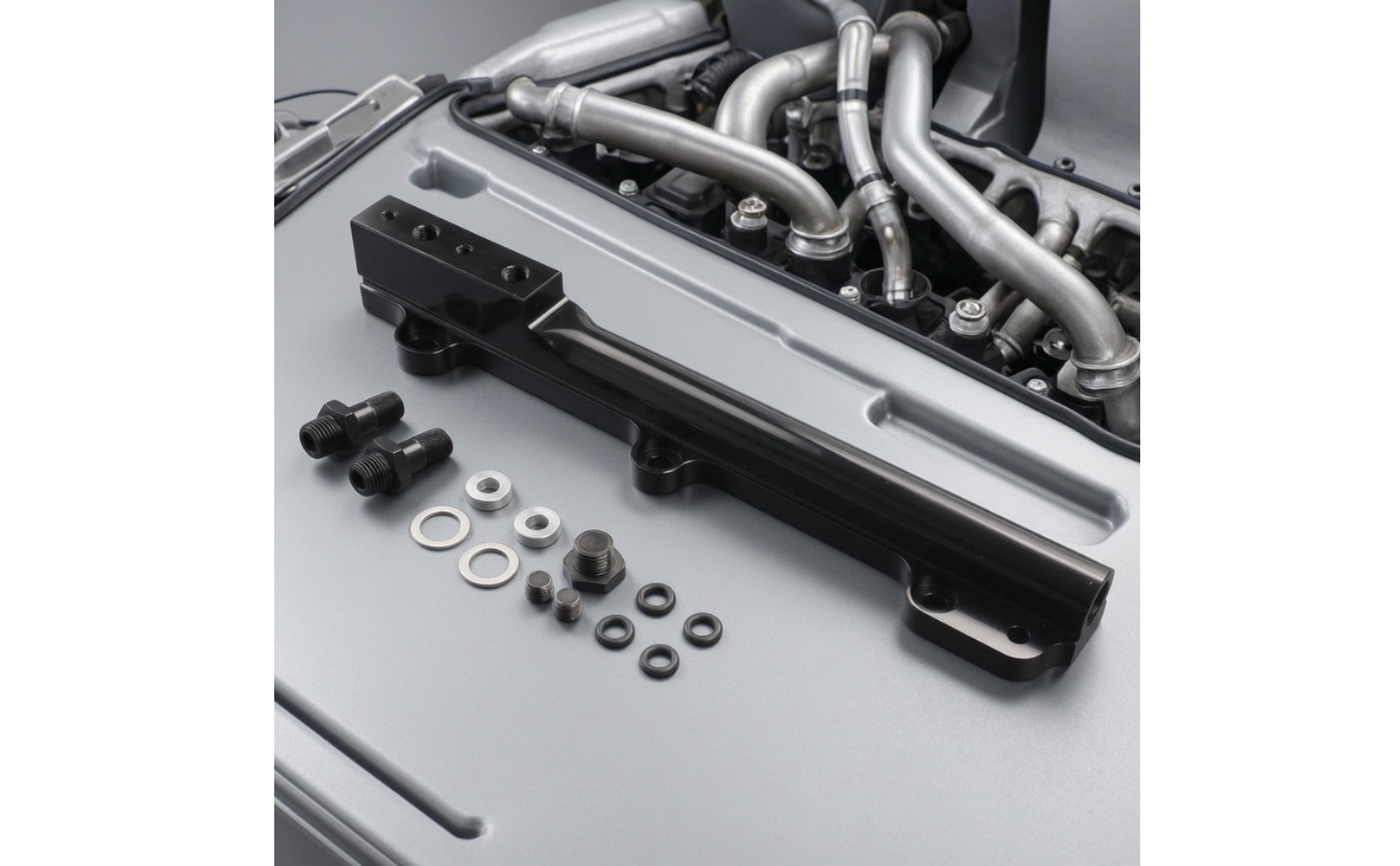 Fuel Rail Assembly Black Aluminum Fuel Rail Resistant for Car Tuners