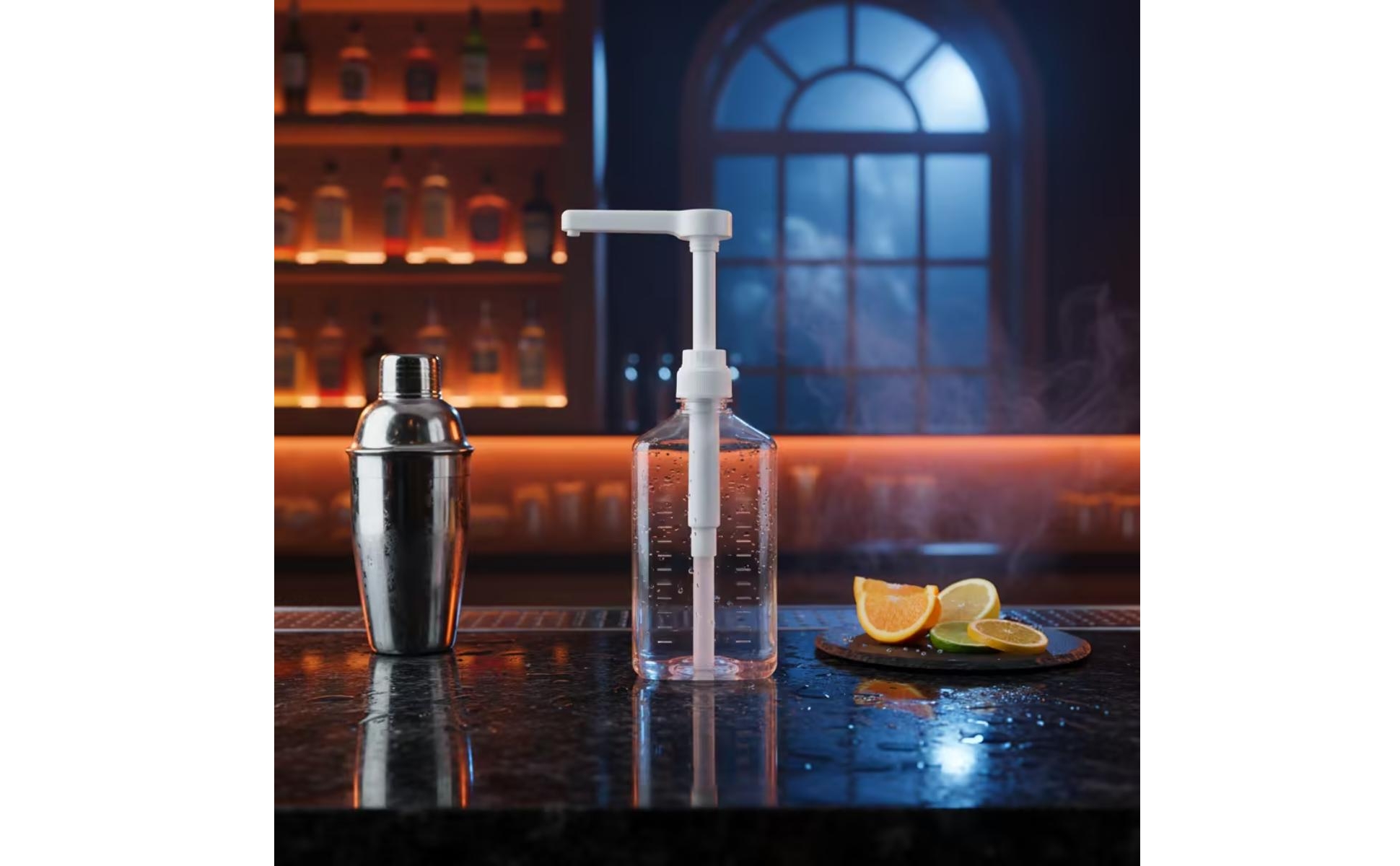 Syrup Bottle with Pump Clear Plastic Bottle with Pump Graduated for Home Kitchen