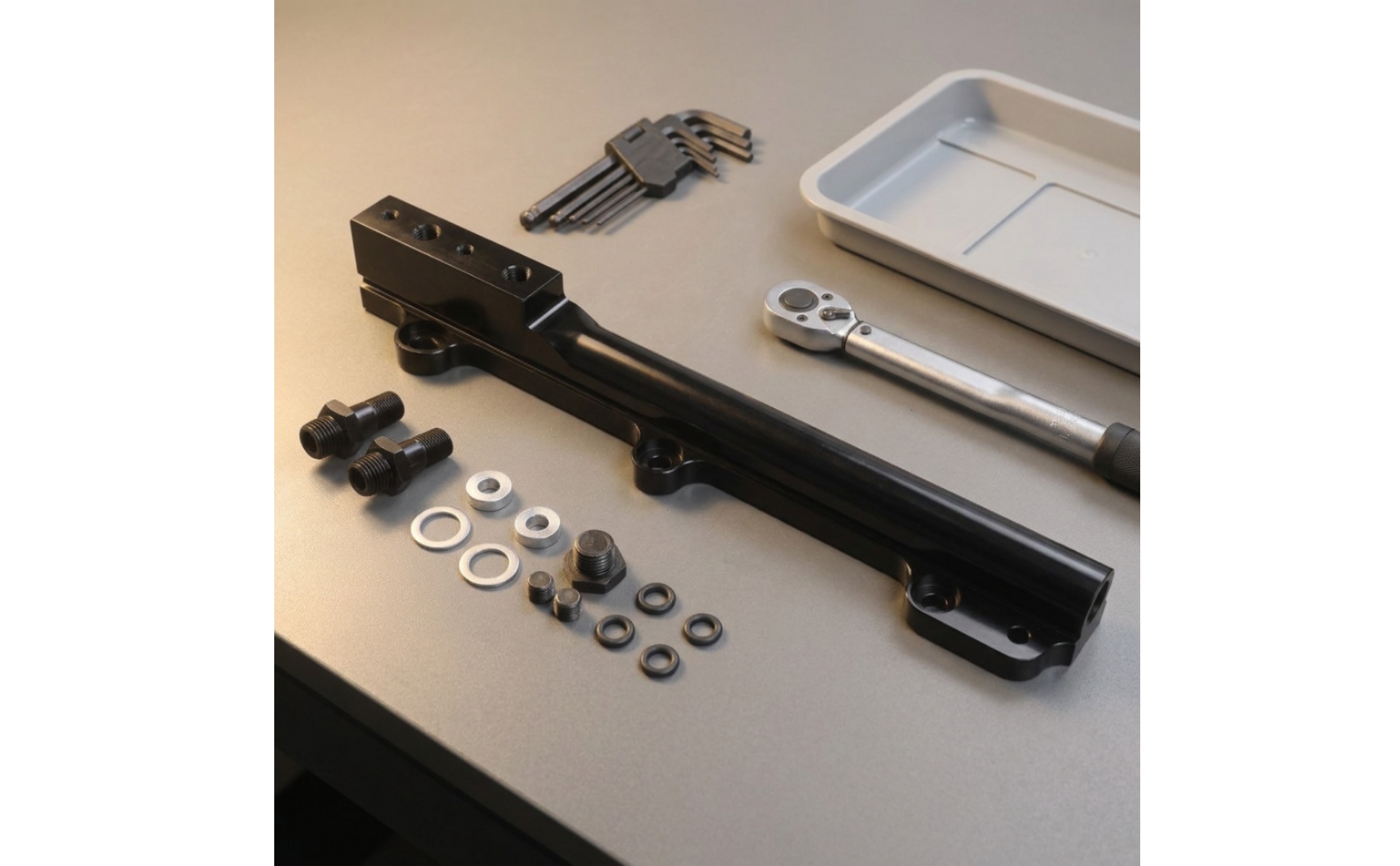 Fuel Rail Assembly Black Aluminum Fuel Rail Resistant for Car Tuners