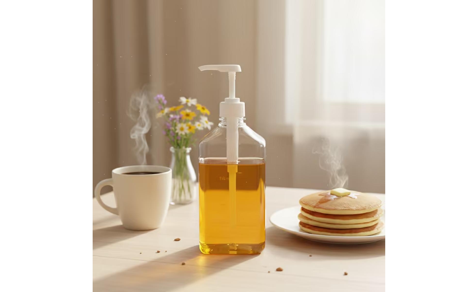 Syrup Dispenser with Pump Graduated Syrup Dispenser Clear for Bubble Tea Shop