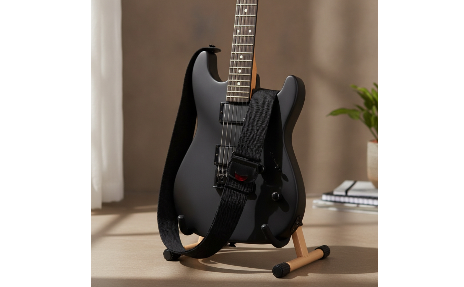 Guitar Strap with Pick Holder Woven Adjustable Guitar Strap Long-Lasting