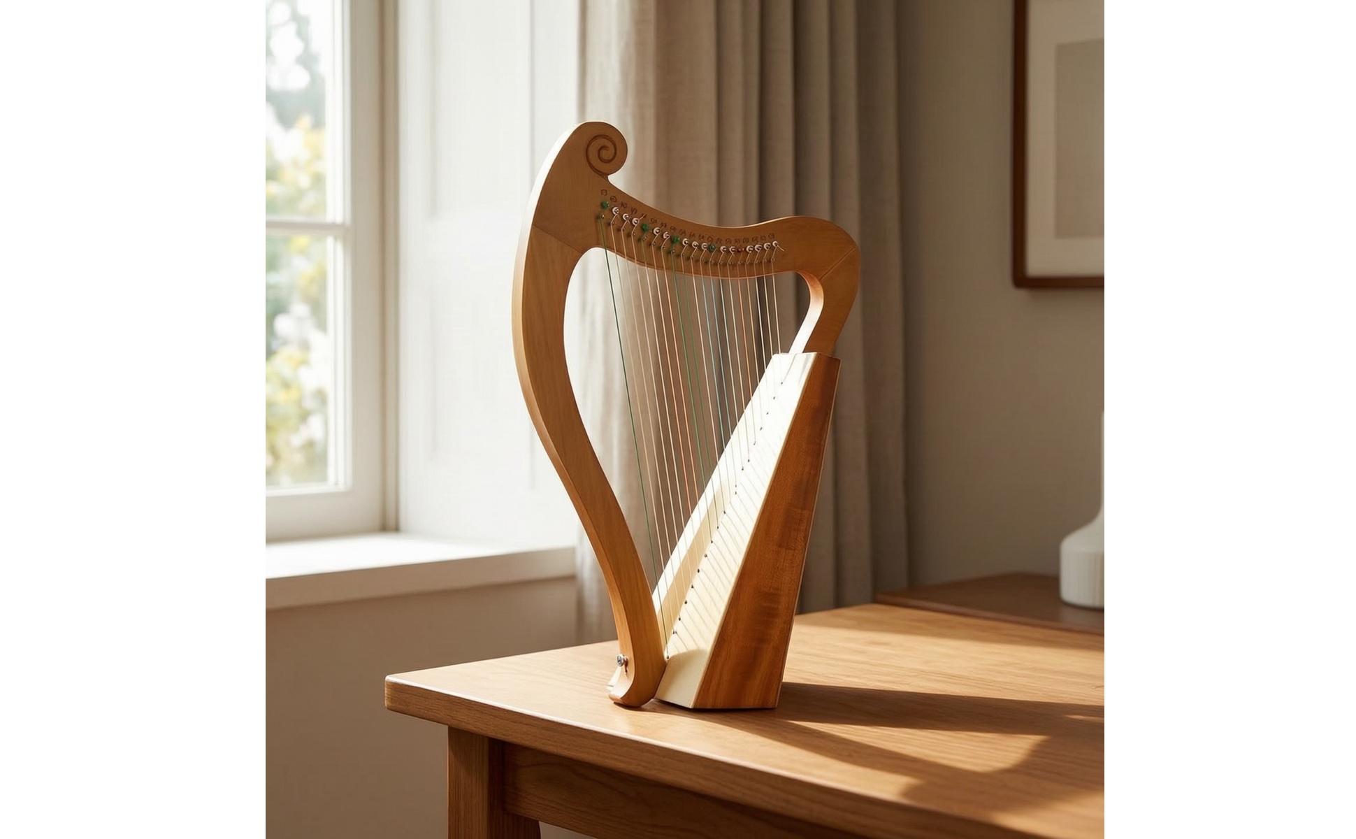 19-String Lyre Harp Natural Wood 19-String Lyre Polished for Beginners, Students