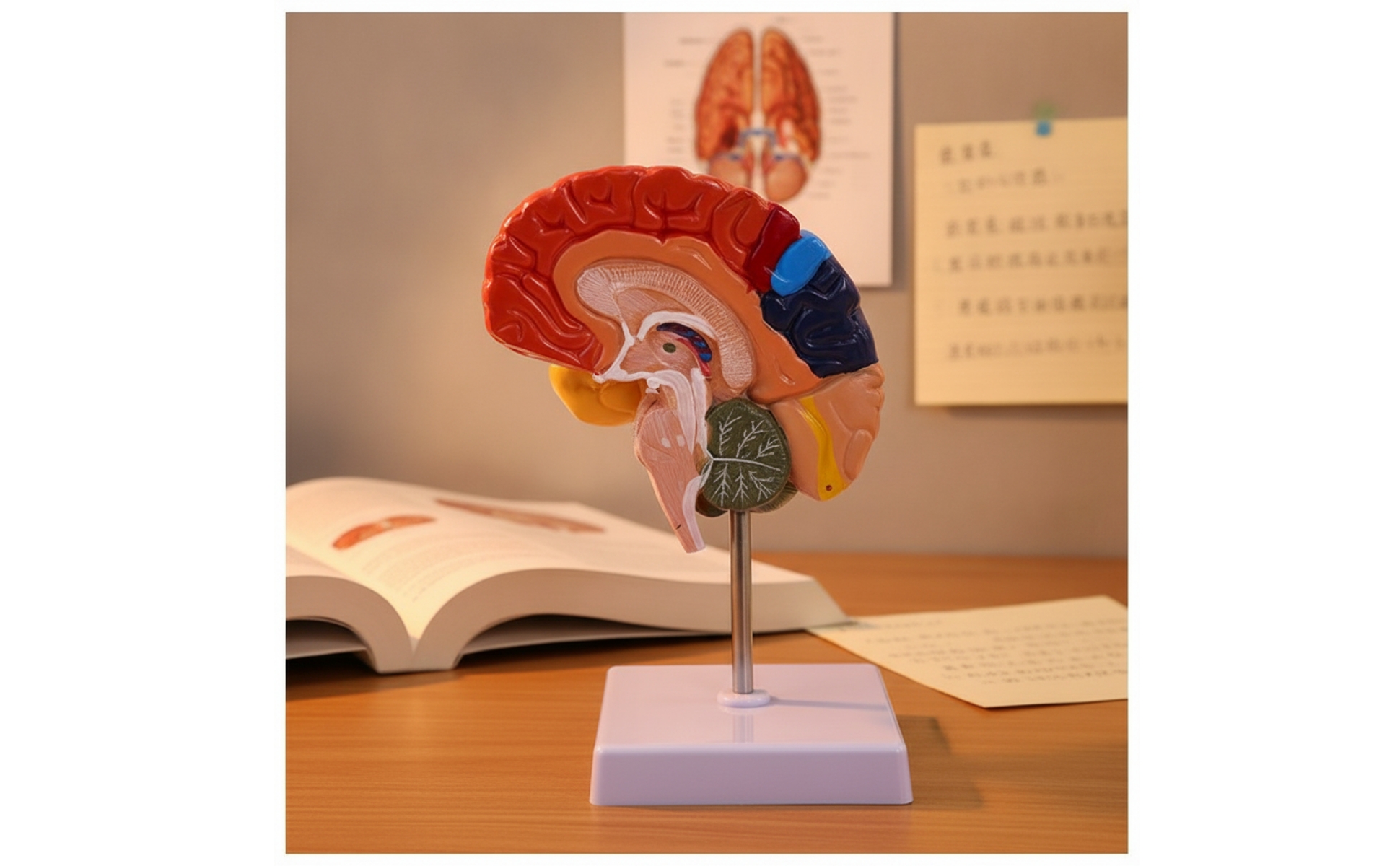 Cerebral Hemisphere Model Anatomical Half Brain Model Color-Coded for Laboratory
