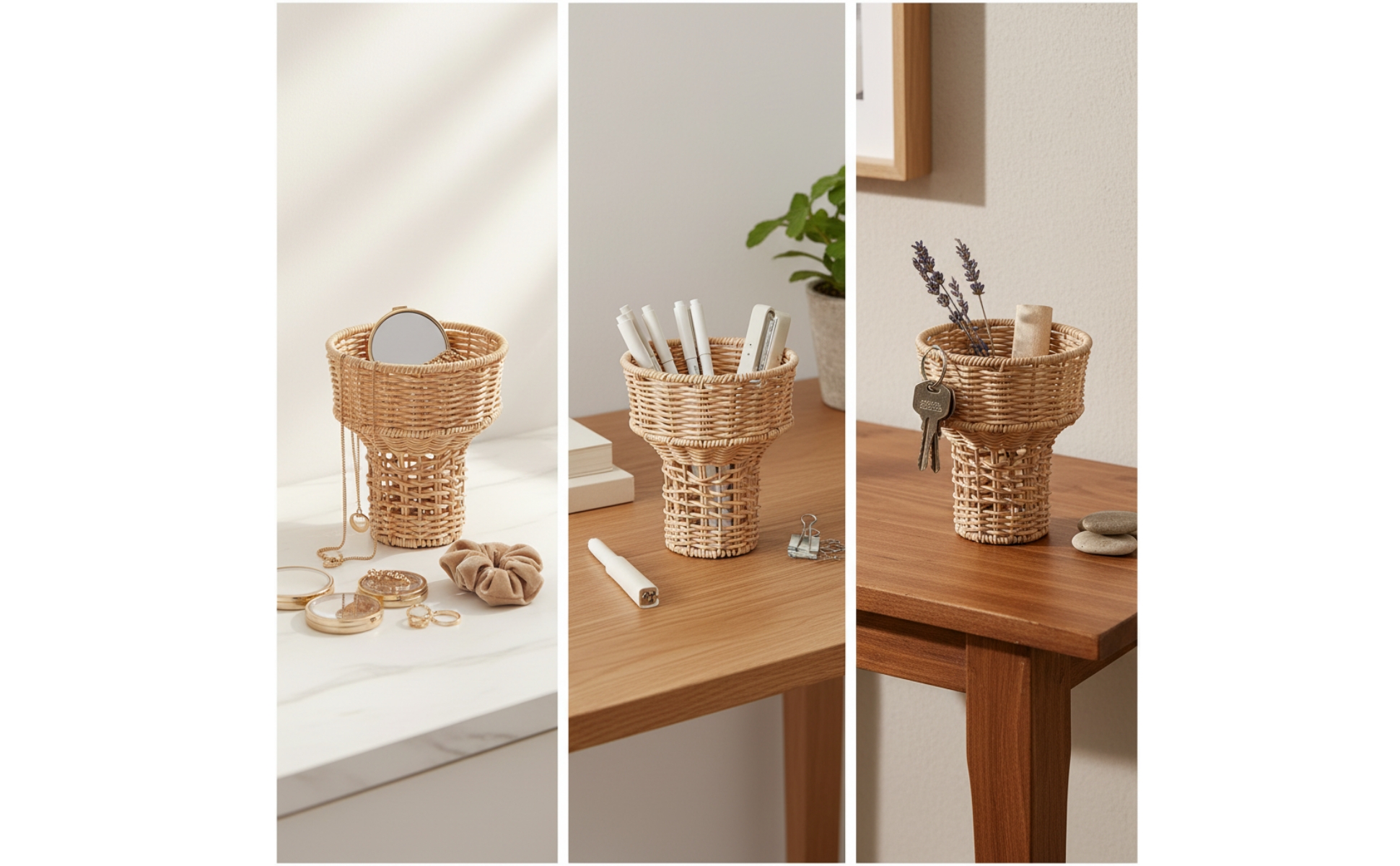 Pedestal Basket Woven Basket with Stem Artisanal for Wedding Decor, Florists
