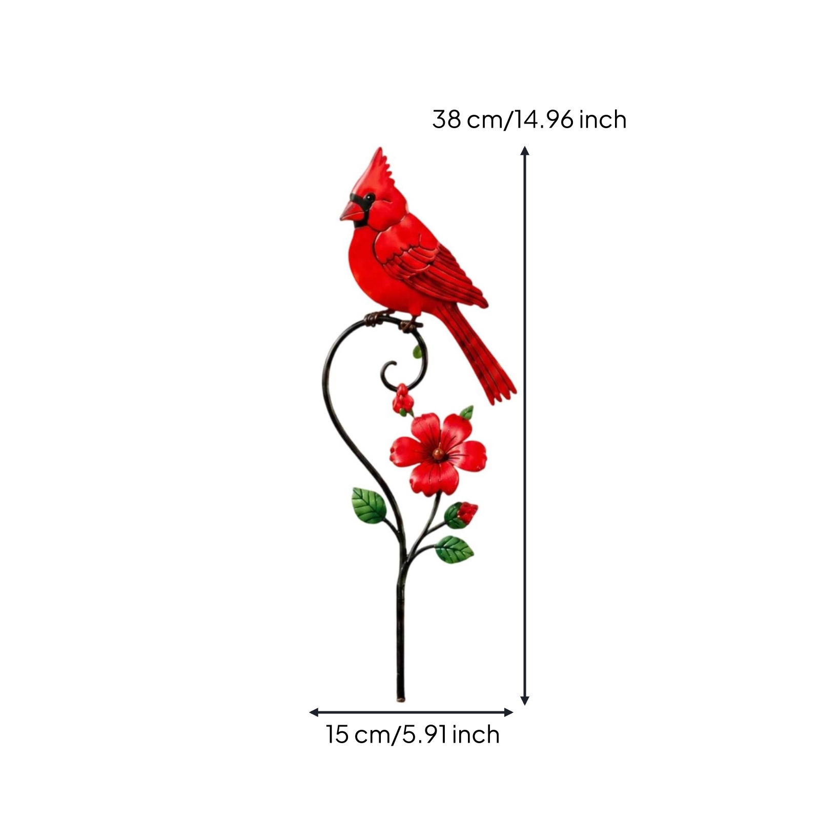 Metal Garden Stake with Cardinal Decorative for Porch Planters, Bird Lovers