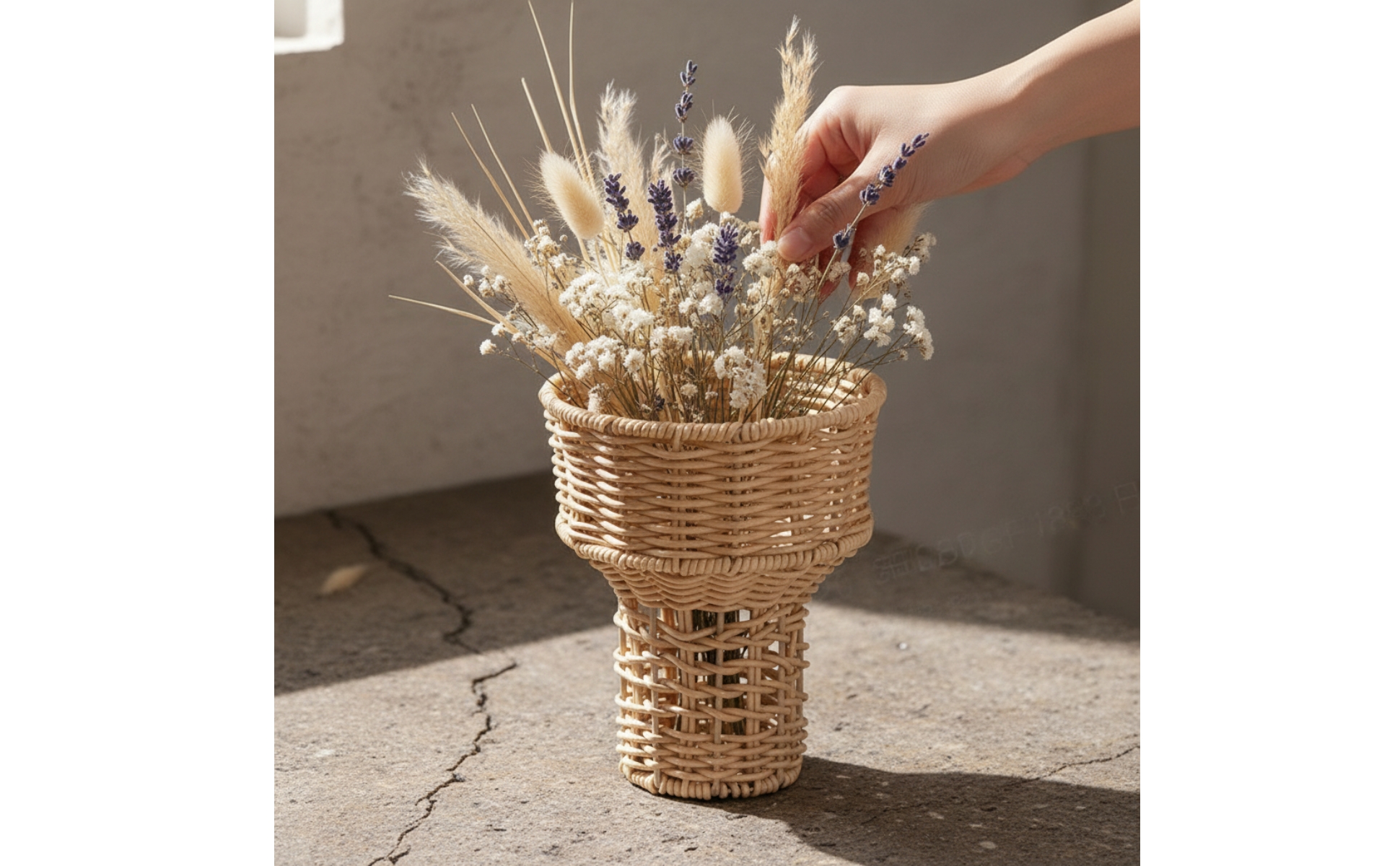 Pedestal Basket Woven Basket with Stem Artisanal for Wedding Decor, Florists