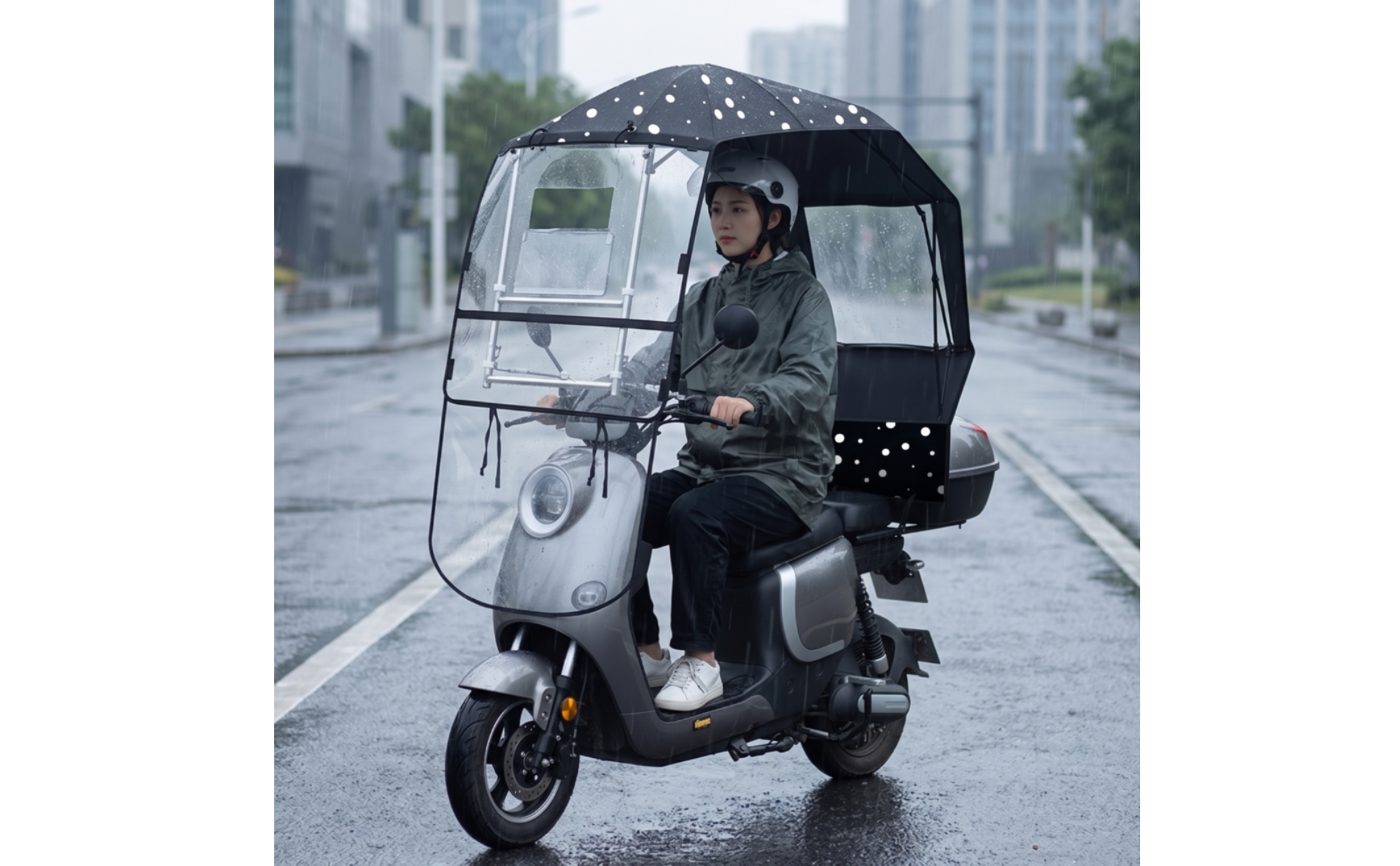 Scooter Rain Canopy with Windshield Waterproof for Daily Commuting, City Travel