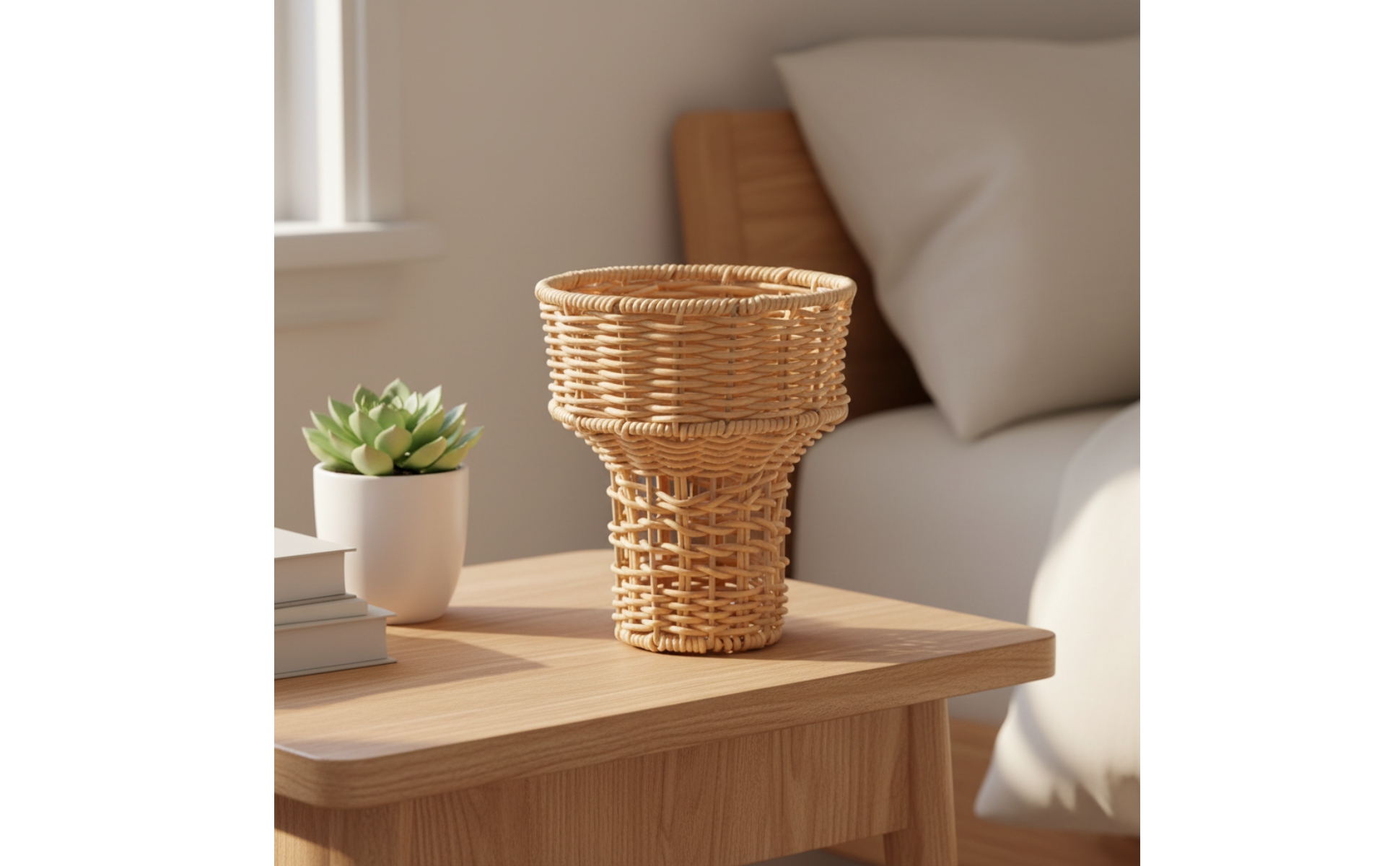 Pedestal Basket Woven Basket with Stem Artisanal for Wedding Decor, Florists