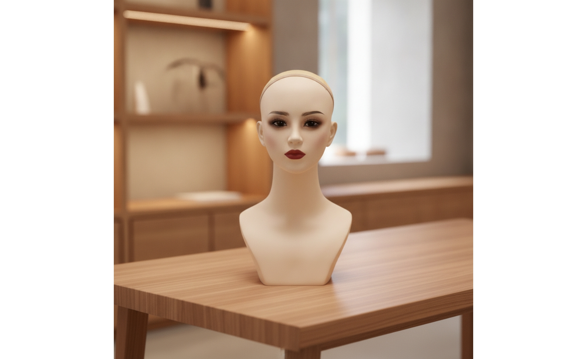 Mannequin Head with Shoulders Realistic Hairpiece Head Female for Salons
