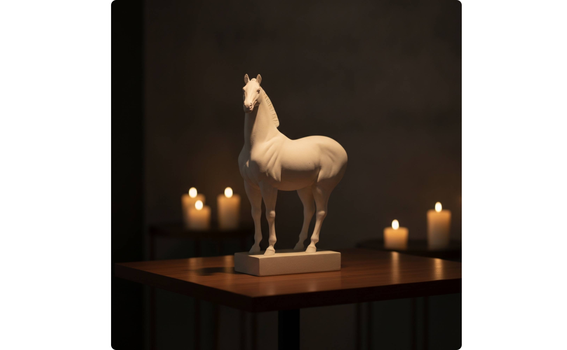 Horse Statue with Base Tabletop Horse Art Sculpture Glossy for Entryway, Office
