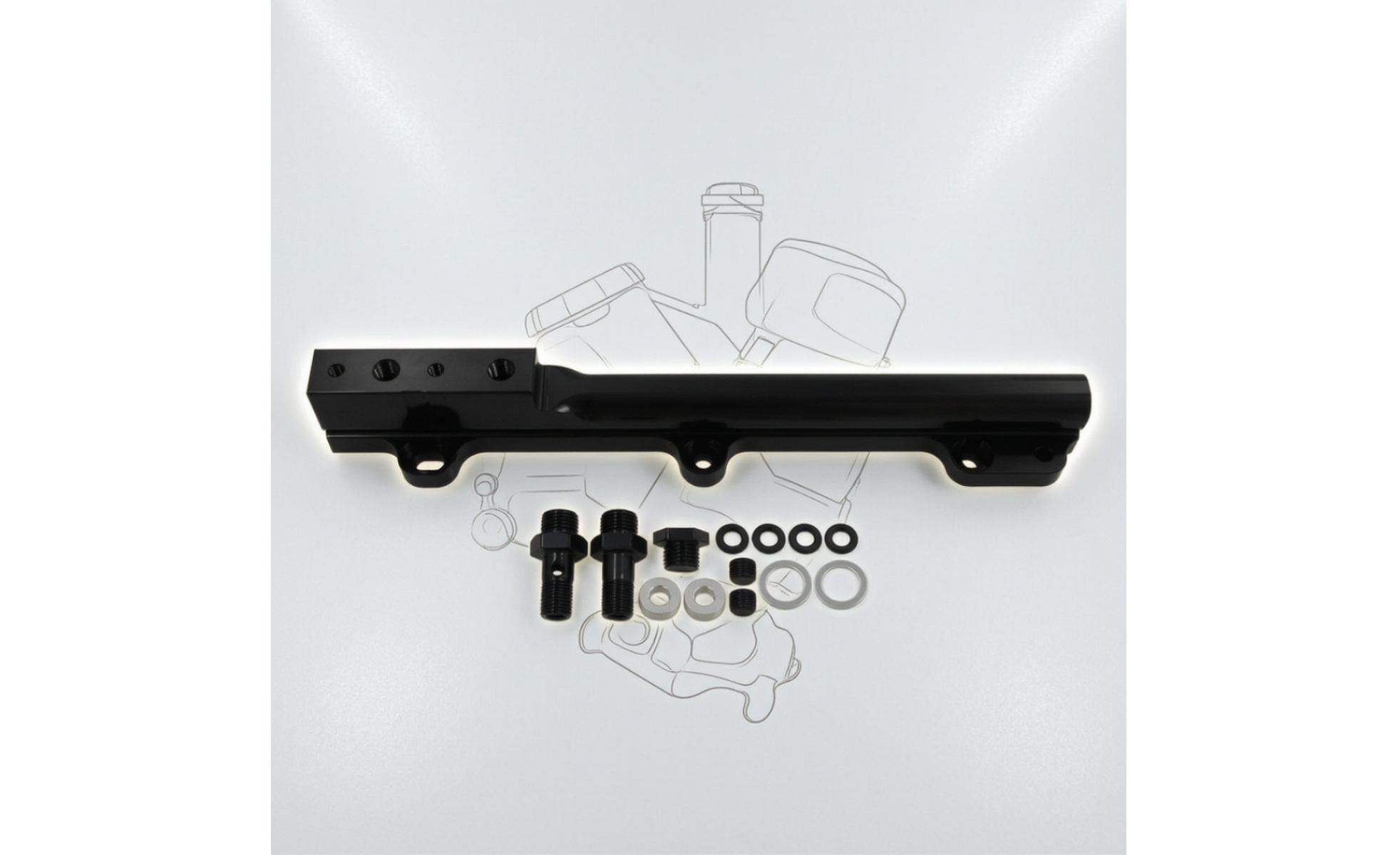 Aluminum Fuel Rail High Flow Fuel Rail with Hardware Black for Car Enthusiasts