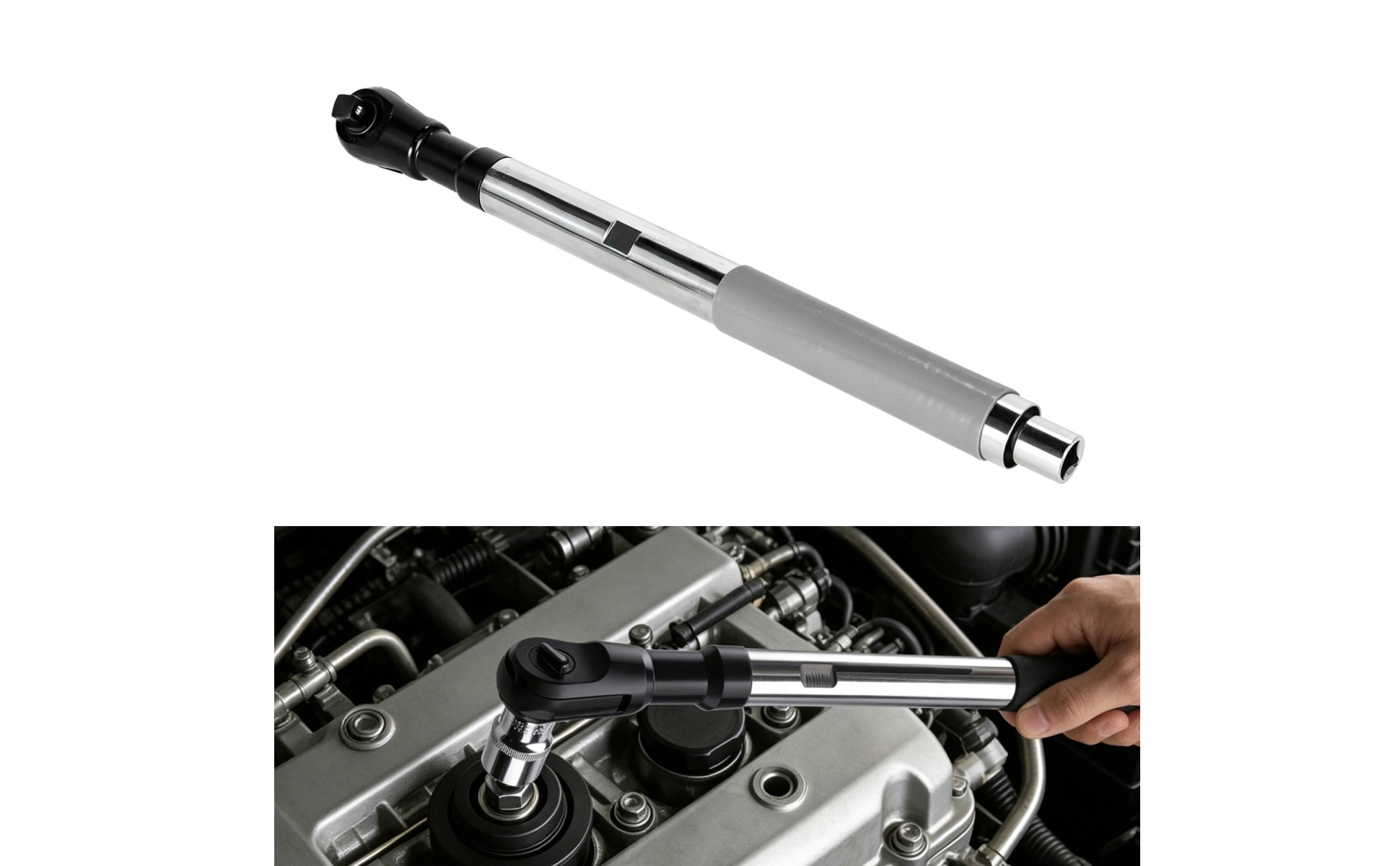 Extension Ratchet Wrench Long Reach Ratchet Wrench with Rubber Grip Non-Slip