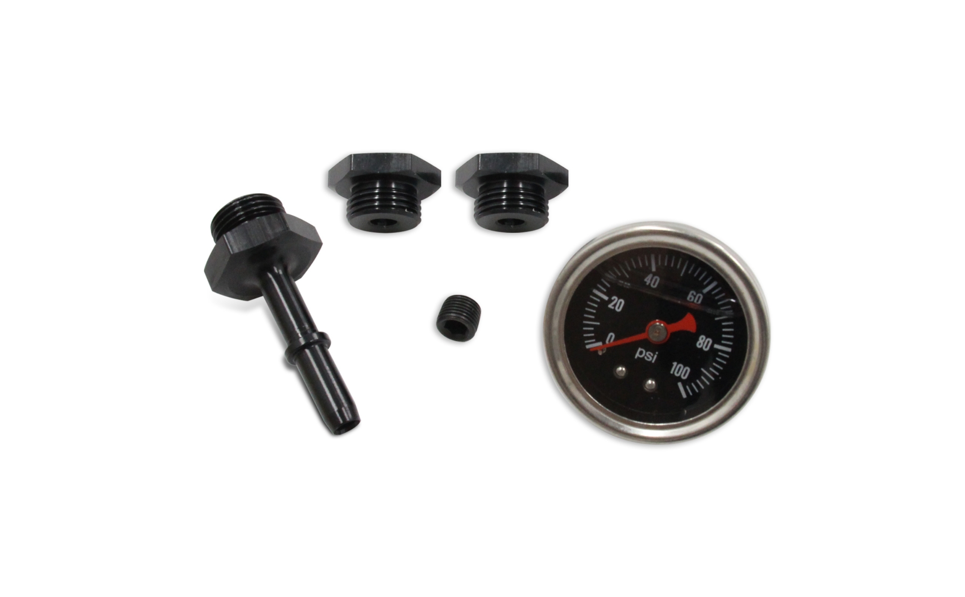 Fuel Rail with Gauge and Fittings Black Fuel Rail with Fittings Aluminum
