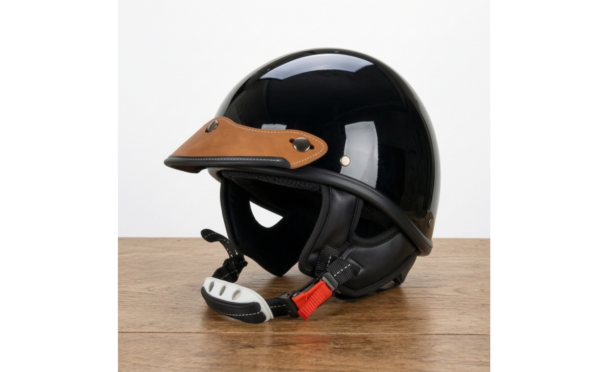 Leder-Helmschirm mit Druckknöpfen Vintage Retro-Helmvisier aus Leder verstellbar