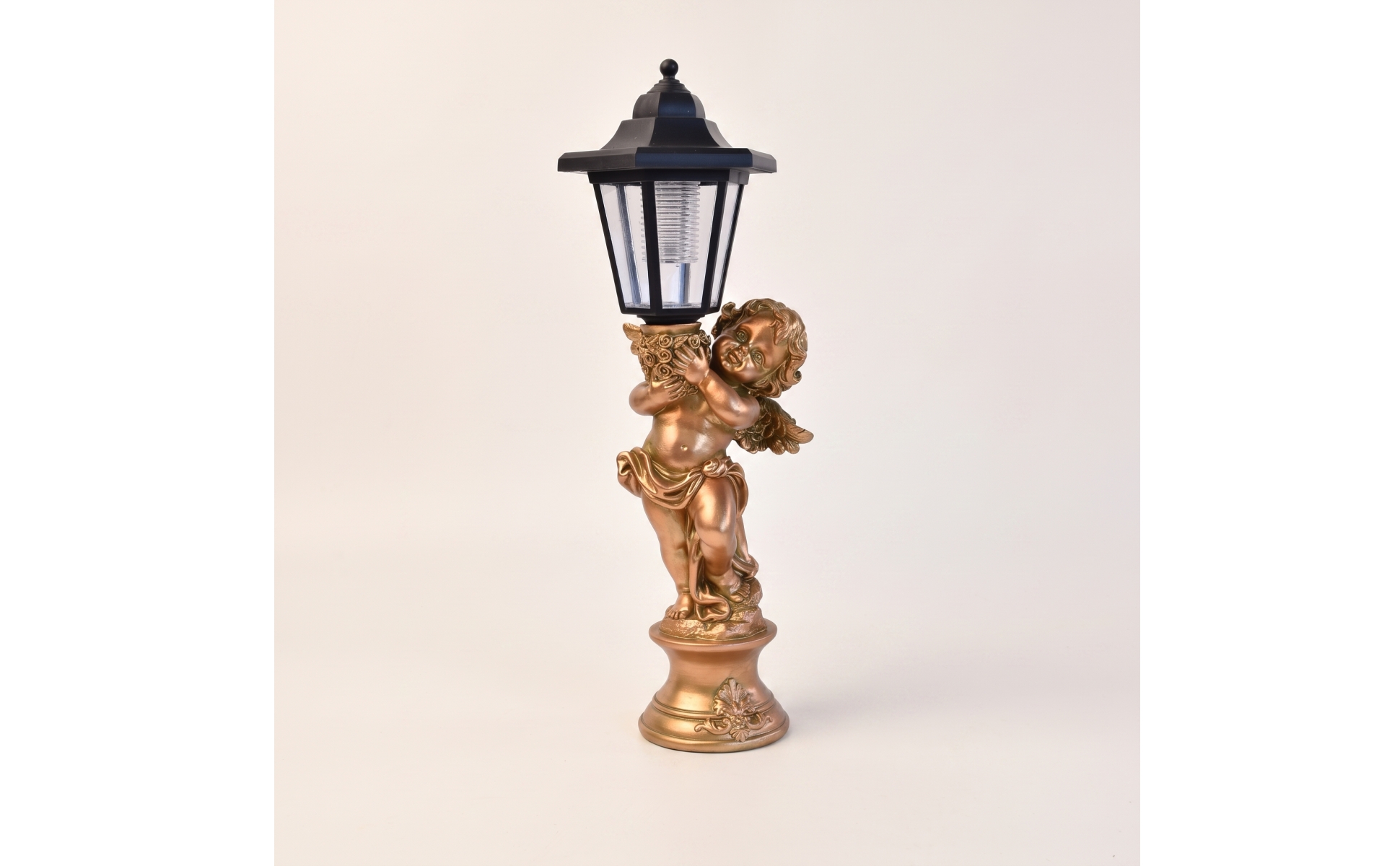Cherub Statue with Lantern Resin Angel Statue with Lantern Weather-Resistant