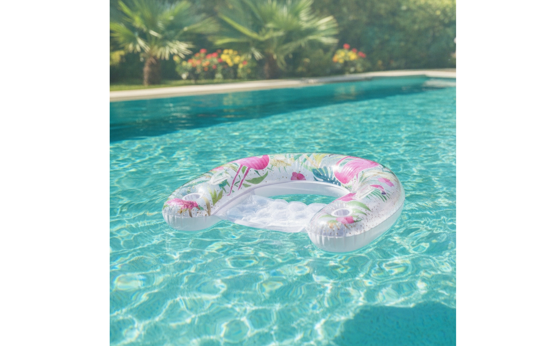 Poolsessel mit Rückenlehne aufblasbar Pool-Sessel mit Getränkehalter bequem
