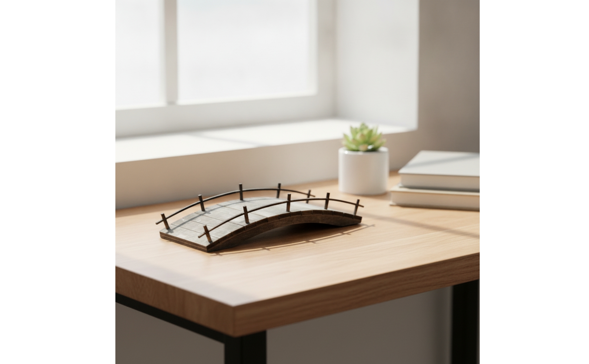 Miniatur-Holzbrücke winzig Miniaturbrücke mit Geländer bogenförmig