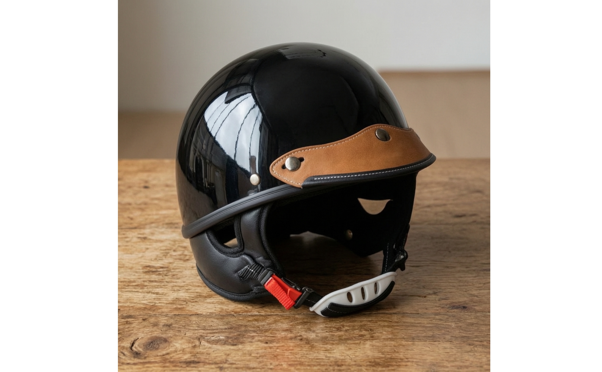 Leder-Helmschirm mit Druckknöpfen Vintage Retro-Helmvisier aus Leder verstellbar