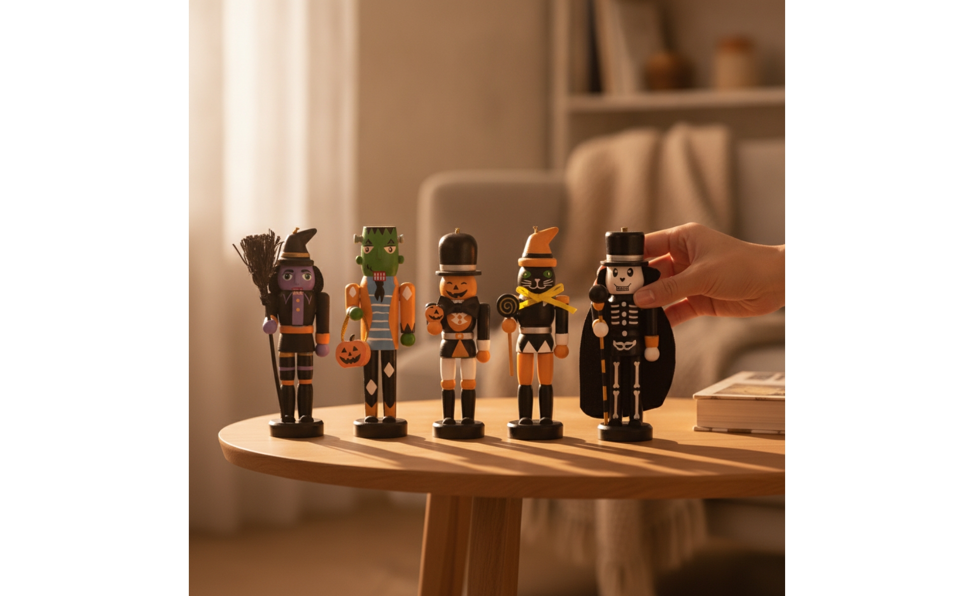 5 Pieces Halloween Nutcrackers Miniature Nutcracker Figure with Round Base