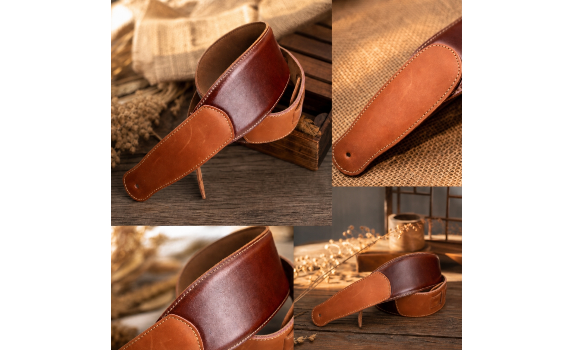 Genuine Leather Guitar Strap Wide Leather Guitar Strap Adjustable for Guitarists