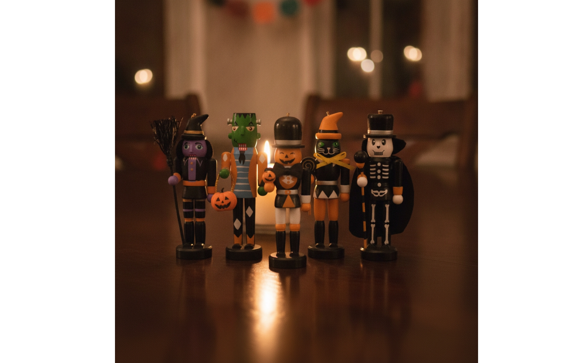 5 Pieces Halloween Nutcrackers Miniature Nutcracker Figure with Round Base