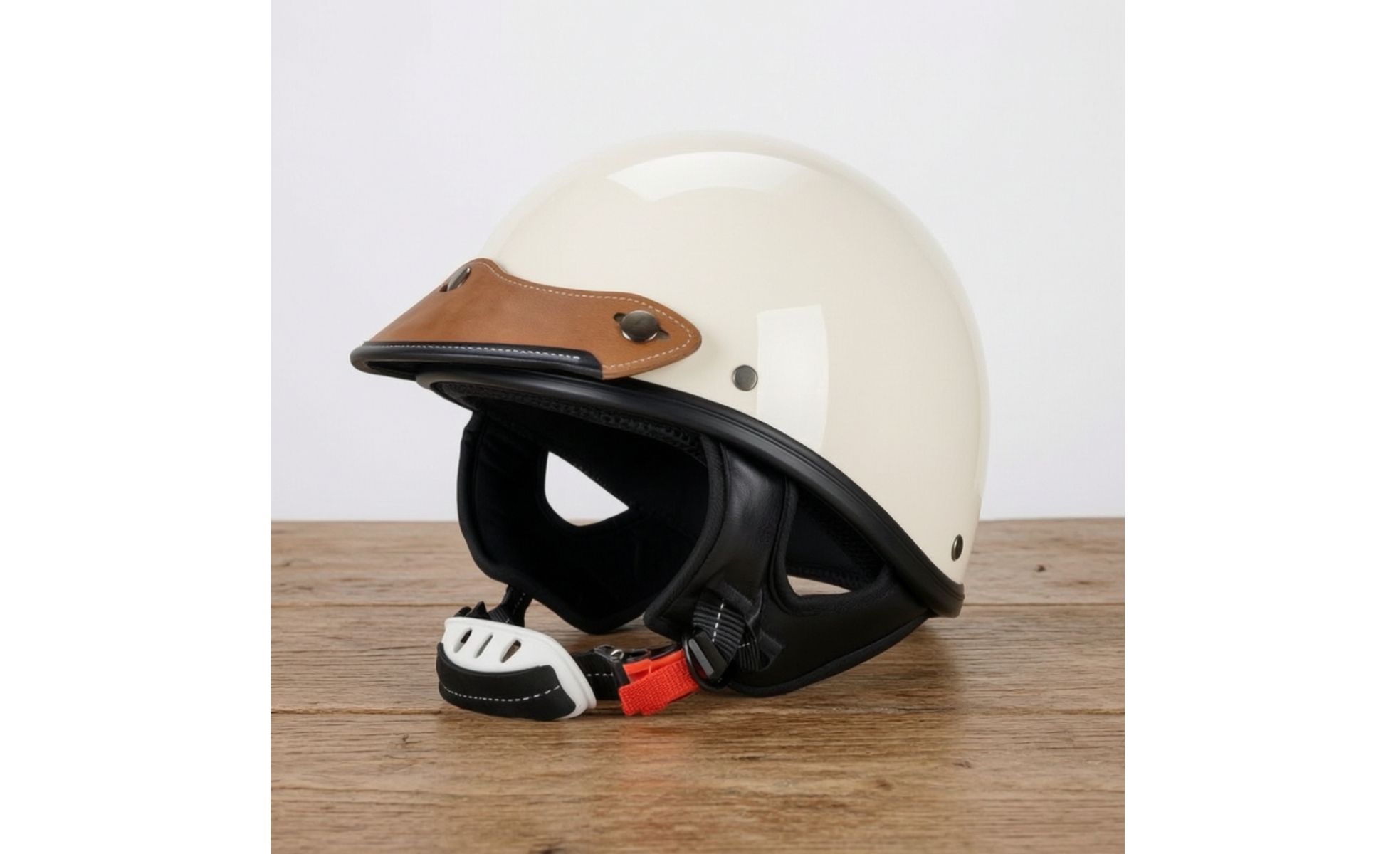 Leder-Helmschirm mit Druckknöpfen Vintage Retro-Helmvisier aus Leder verstellbar