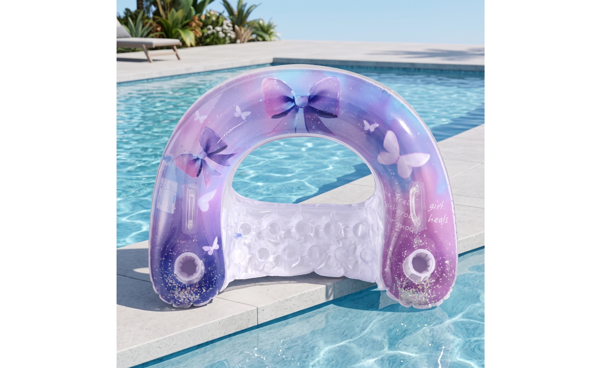 Poolsessel mit Rückenlehne aufblasbar Pool-Sessel mit Getränkehalter bequem